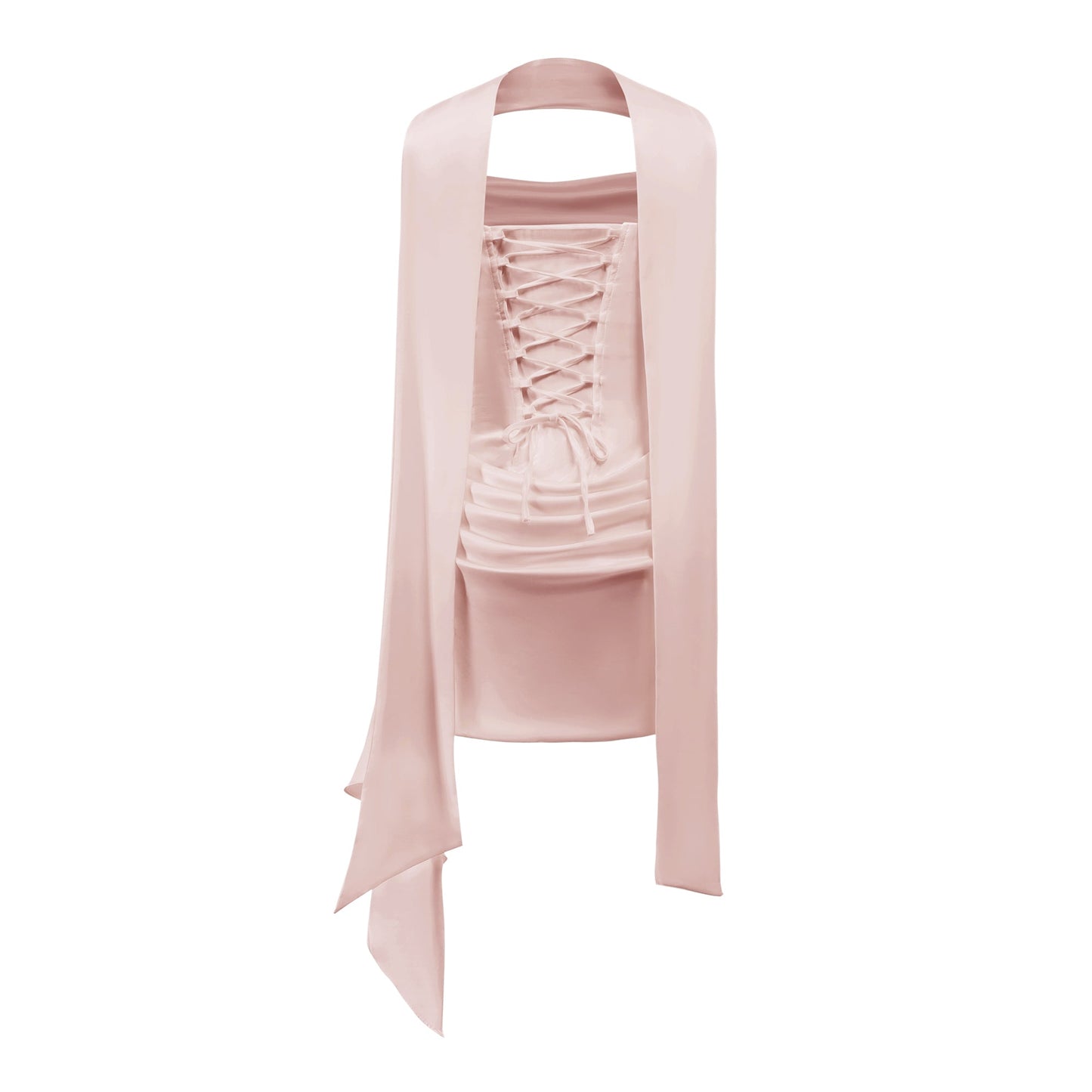 Zenina Pembe Dantelli Kurdele Detaylı Mini Elbise