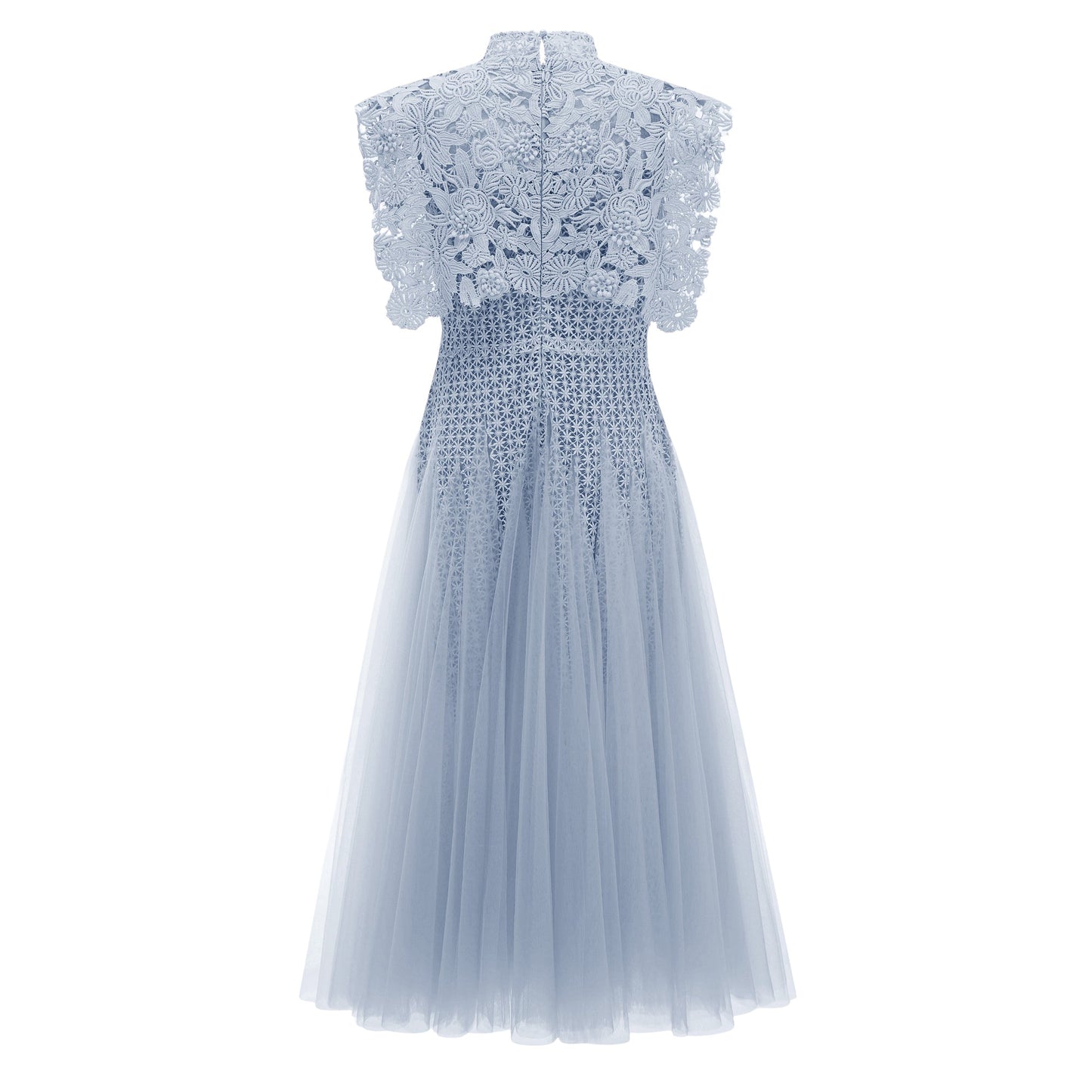 Margaret Blue Floral Crochet Midi Dress