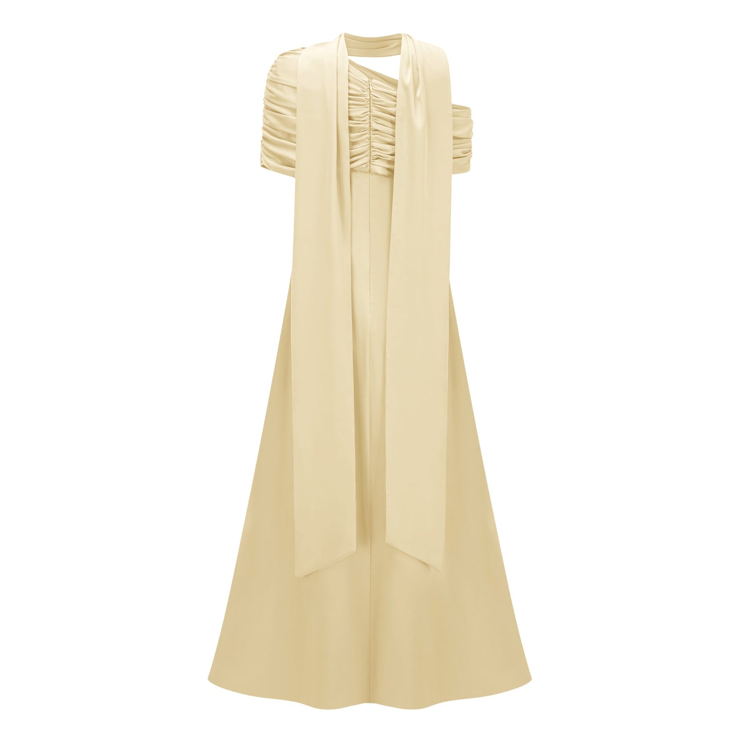 Benedetta Yellow One Shoulder Satin Maxi Dress