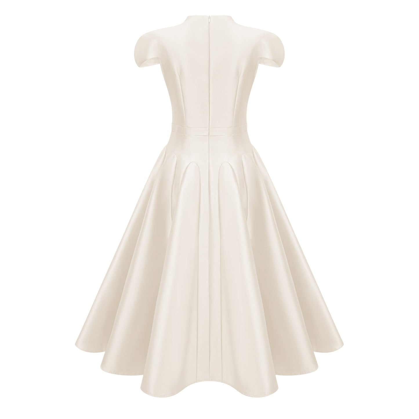 Aventin White Godet Design Midi Dress