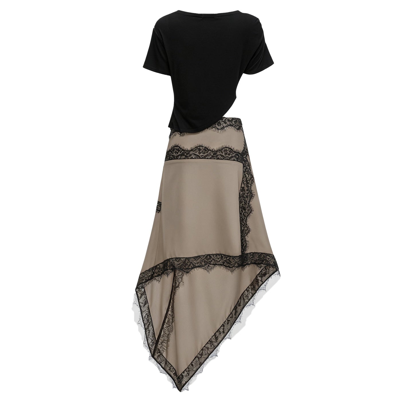 Fiamma Black Gathered Lace Panel Maxi Dress