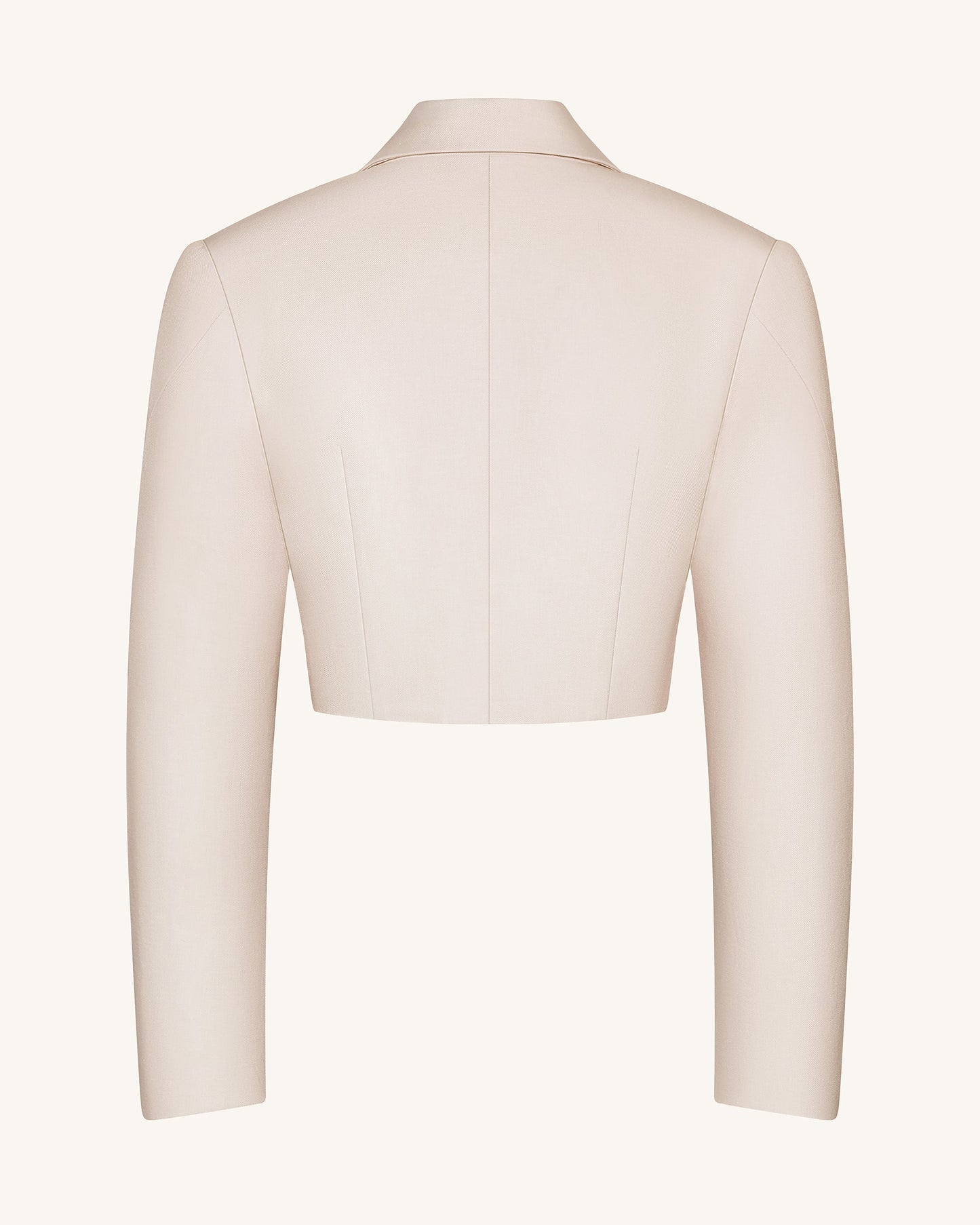 Yapılandırılmış Vatkalı Omuz Crop (Kısa Kesim) Blazer Ceket - Bej