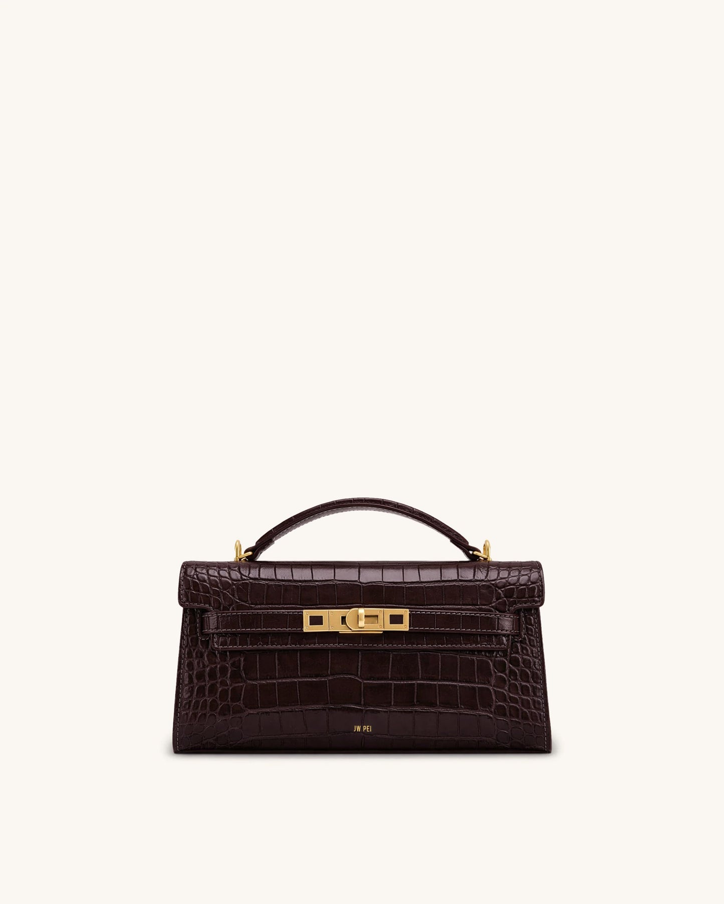 Noor Top Handle Bag - Dark Brown Croc