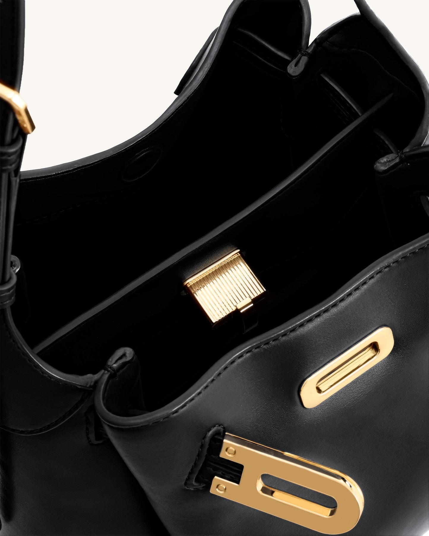 Charlene Double Buckle Hobo Bag - Black
