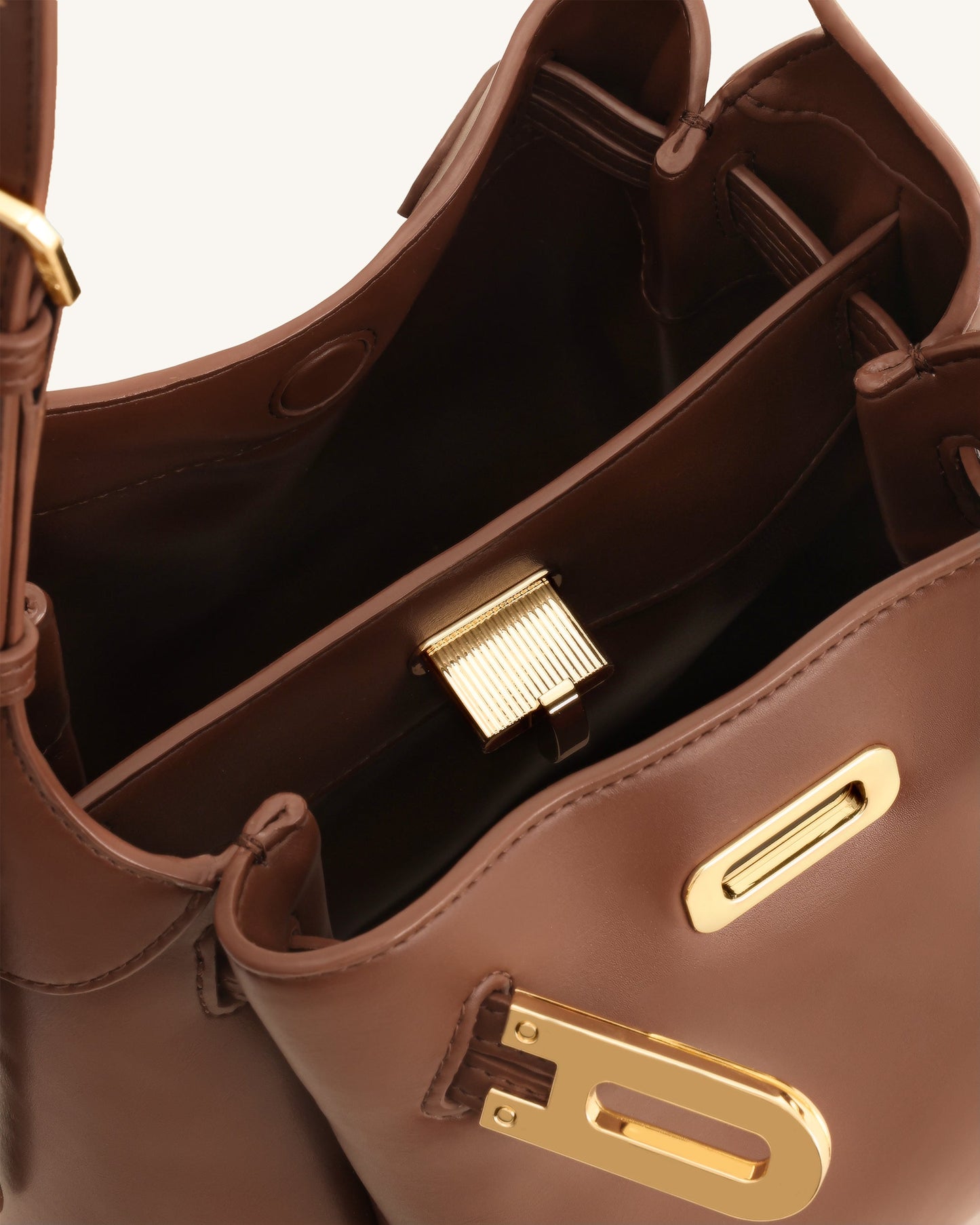 Charlene Double Buckle Hobo Bag - Brown