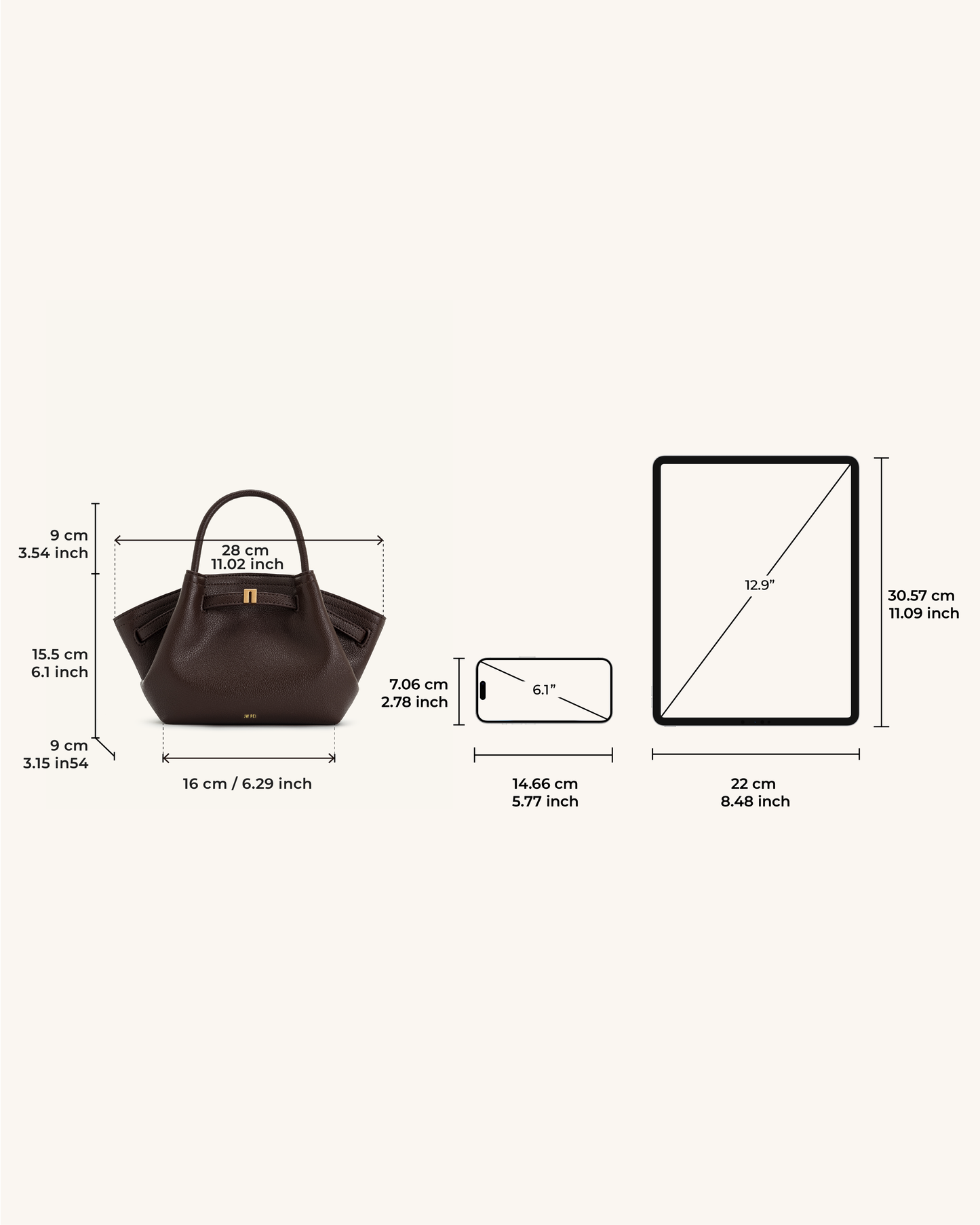 Hana Mini Tote Çanta - Koyu Kahverengi