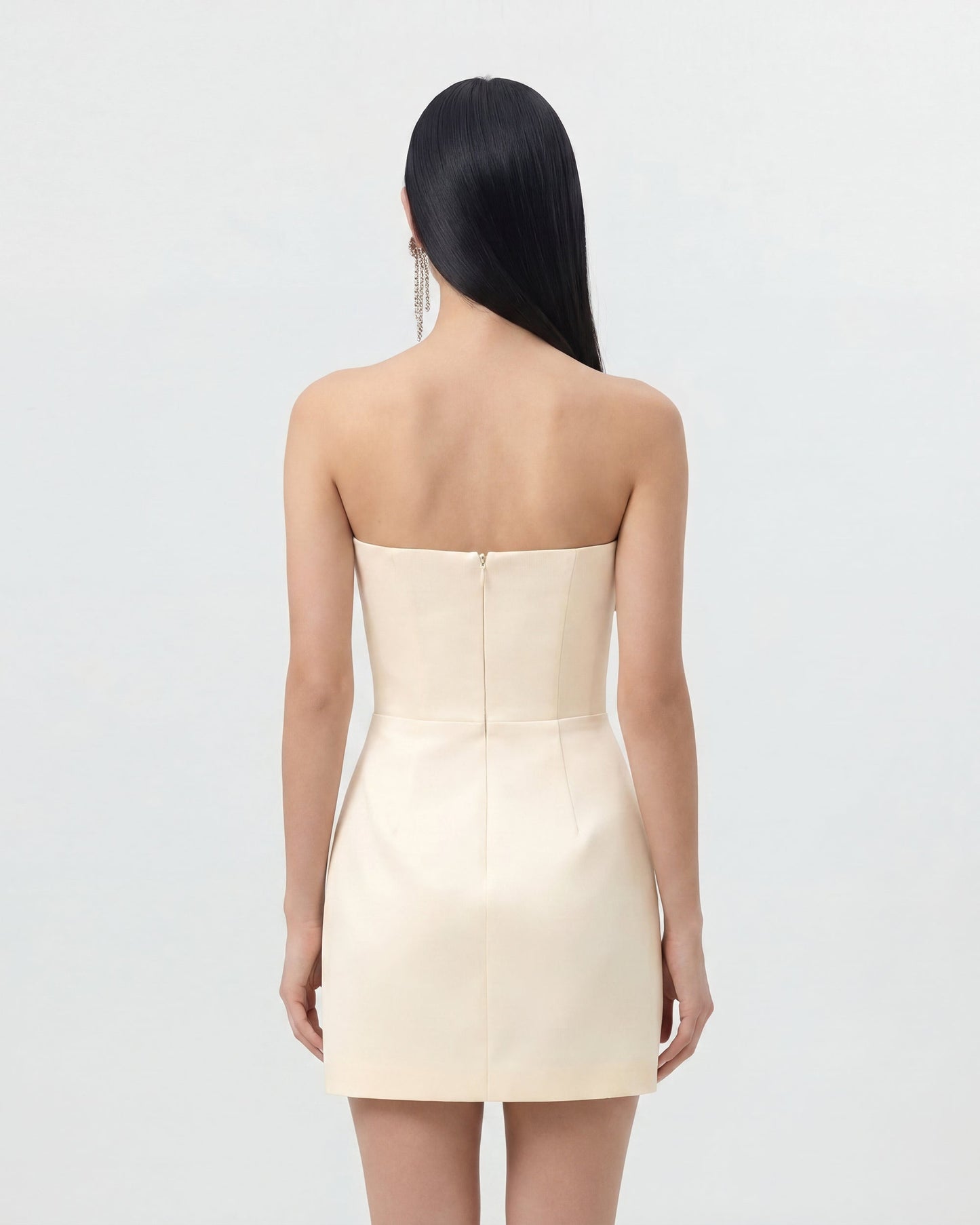 Terlik Orkide Aplikeli Mini Elbise - Ivory/Blue