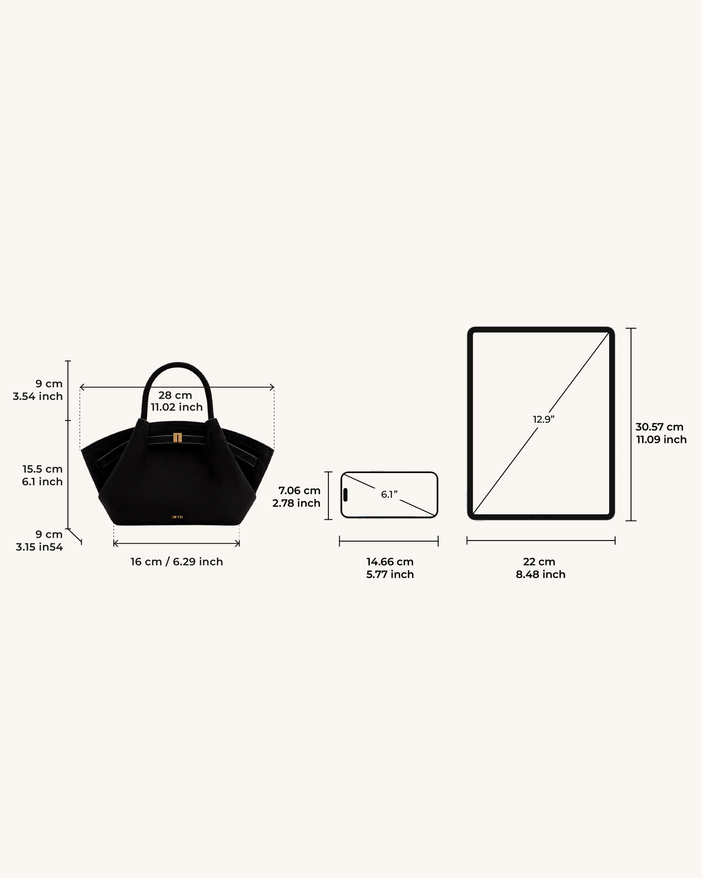 Hana Mini Suni Süet Tote Çanta - Siyah