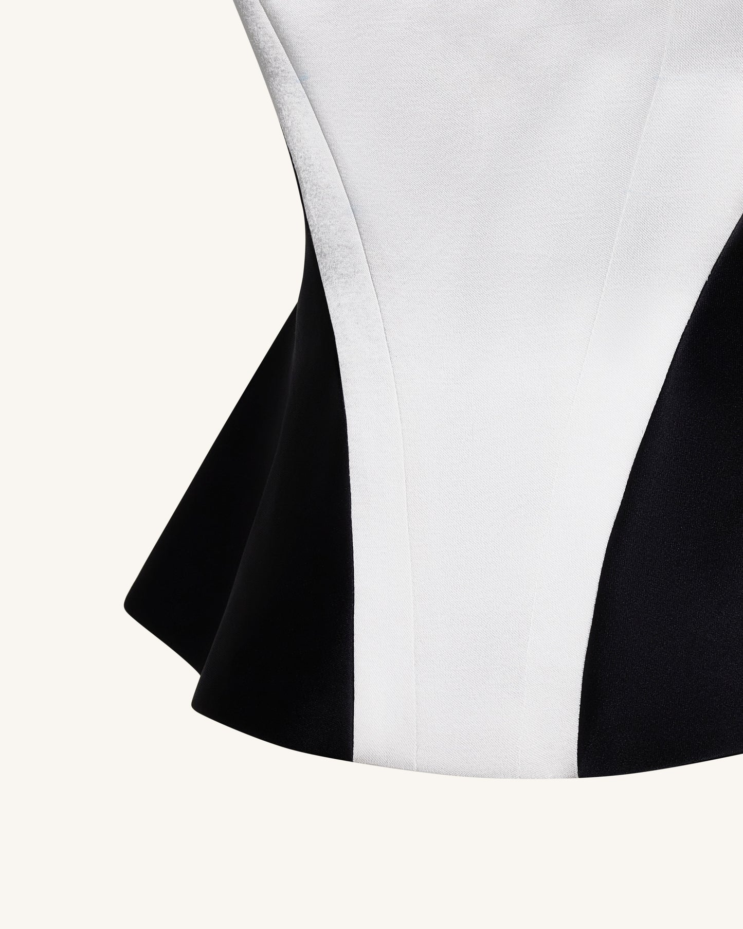 Tek Renk Panelli Kare Yaka Peplum Üst / Bluz - Siyah