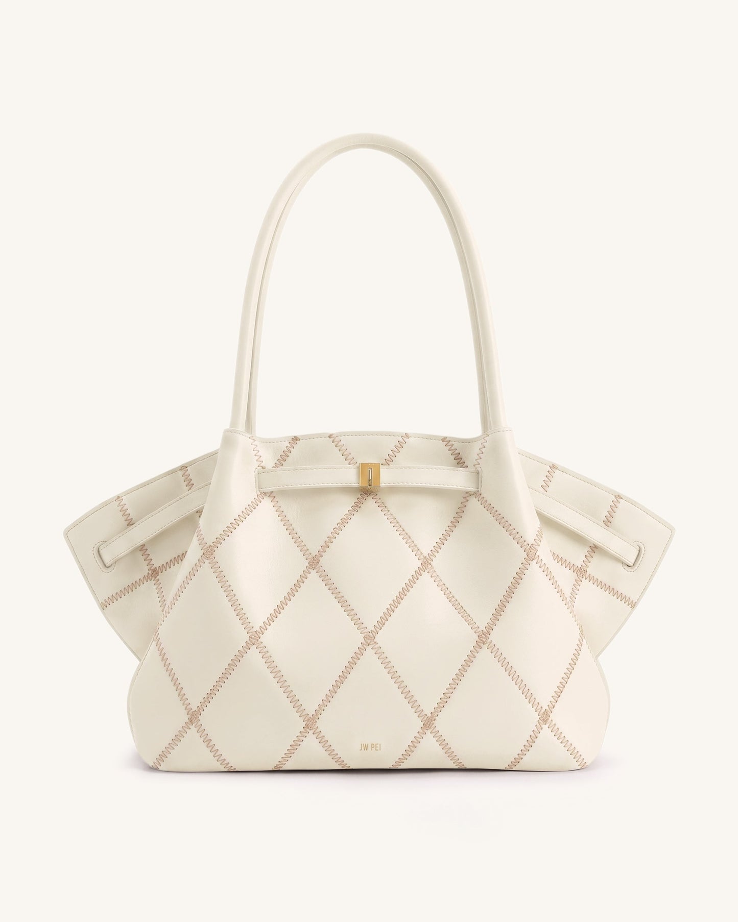 Hana Large Quilting Tote Bag - Ivory White