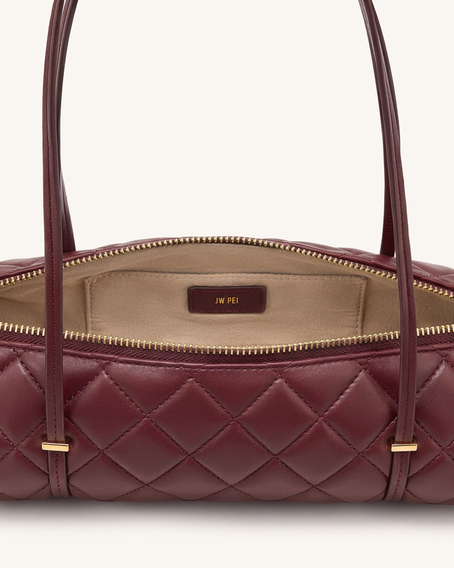 Marcella Quilted Cylinder Shoulder Bag - Burgundy