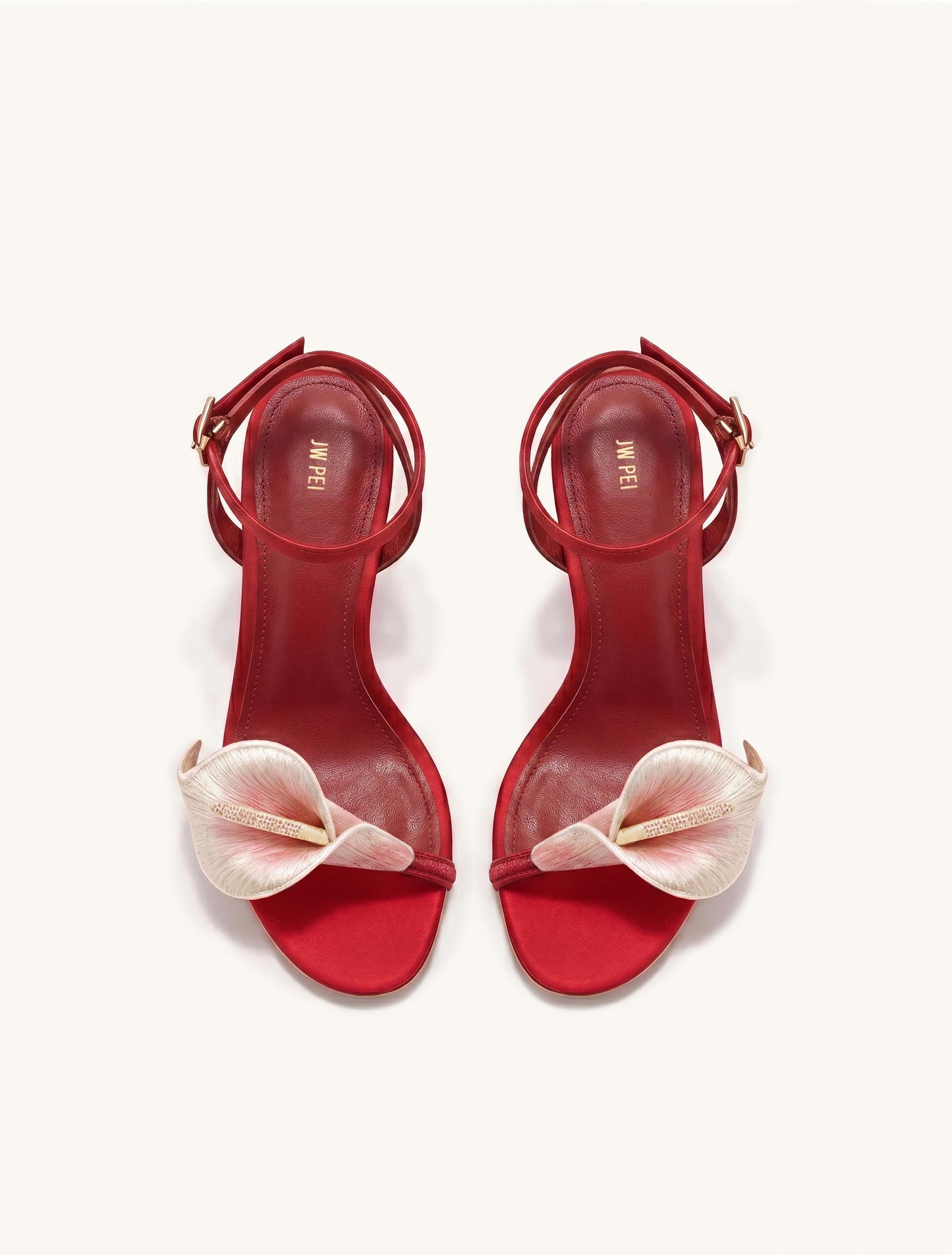 Alivia Calla Lily Gold Metal Heel Sandals - Red