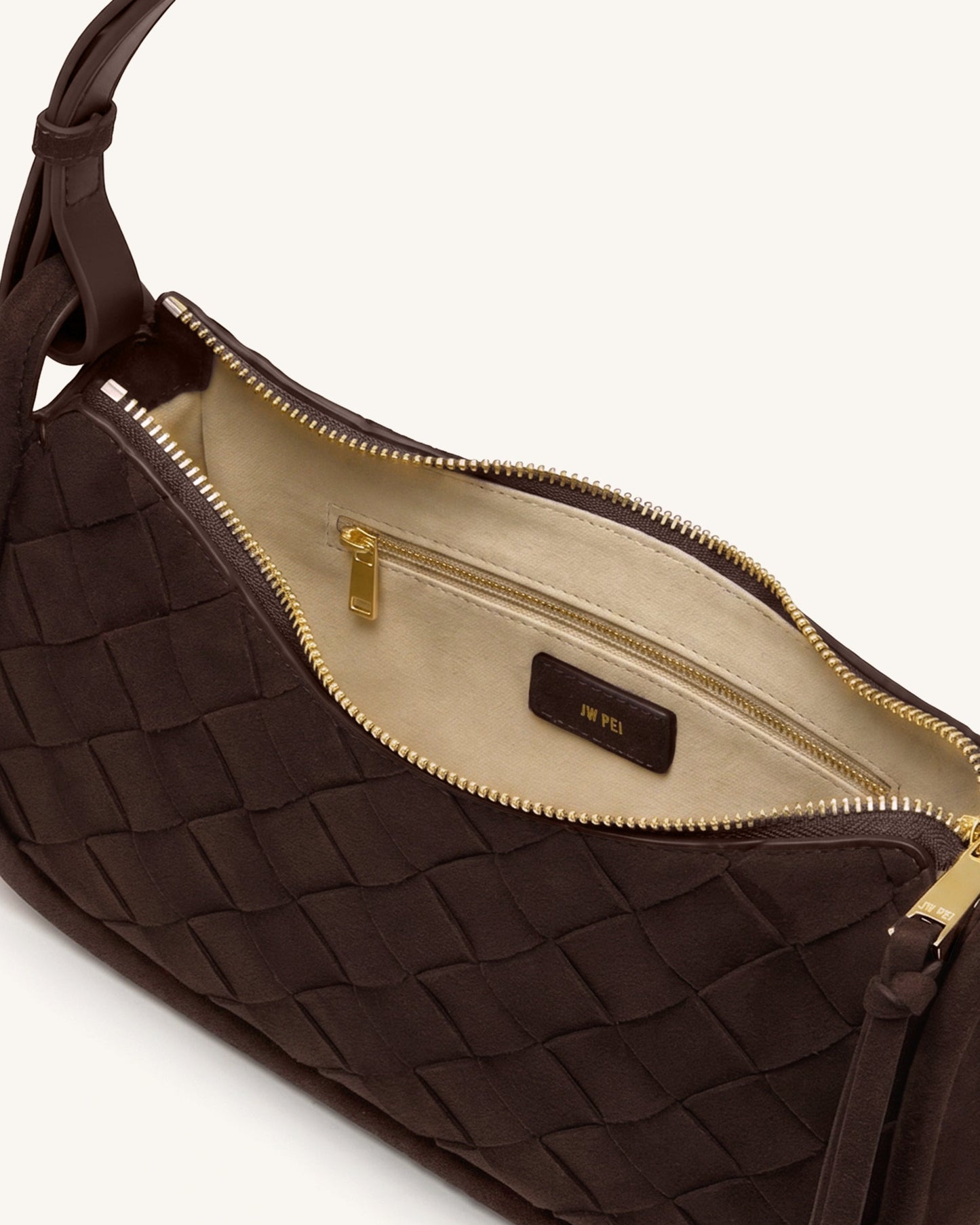 Zirelle Woven Faux Suede Hobo Bag - Brown
