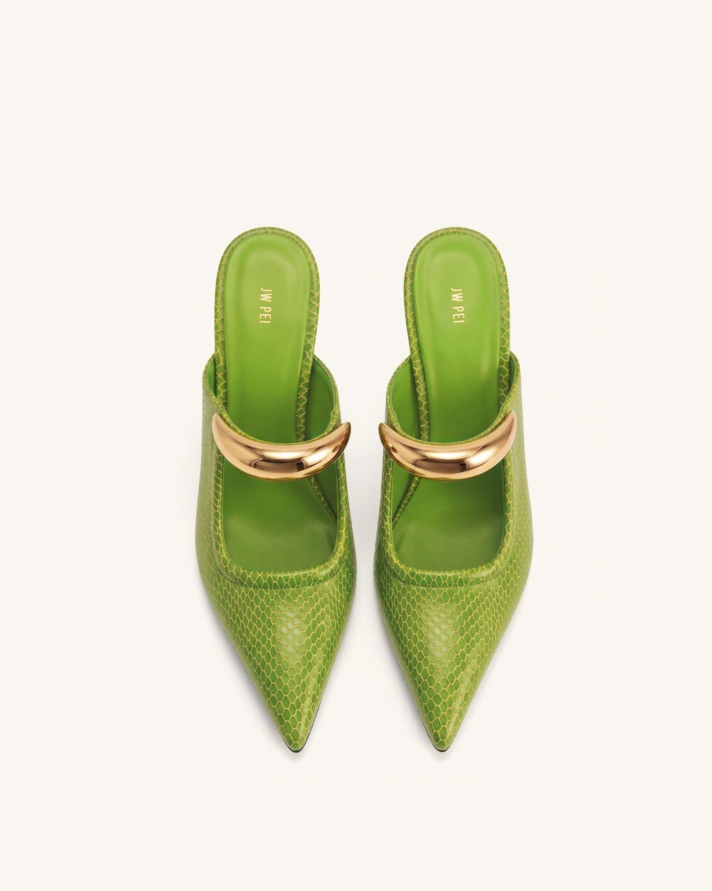 Sofia Metal Accent Sphere Heel Mules - Green