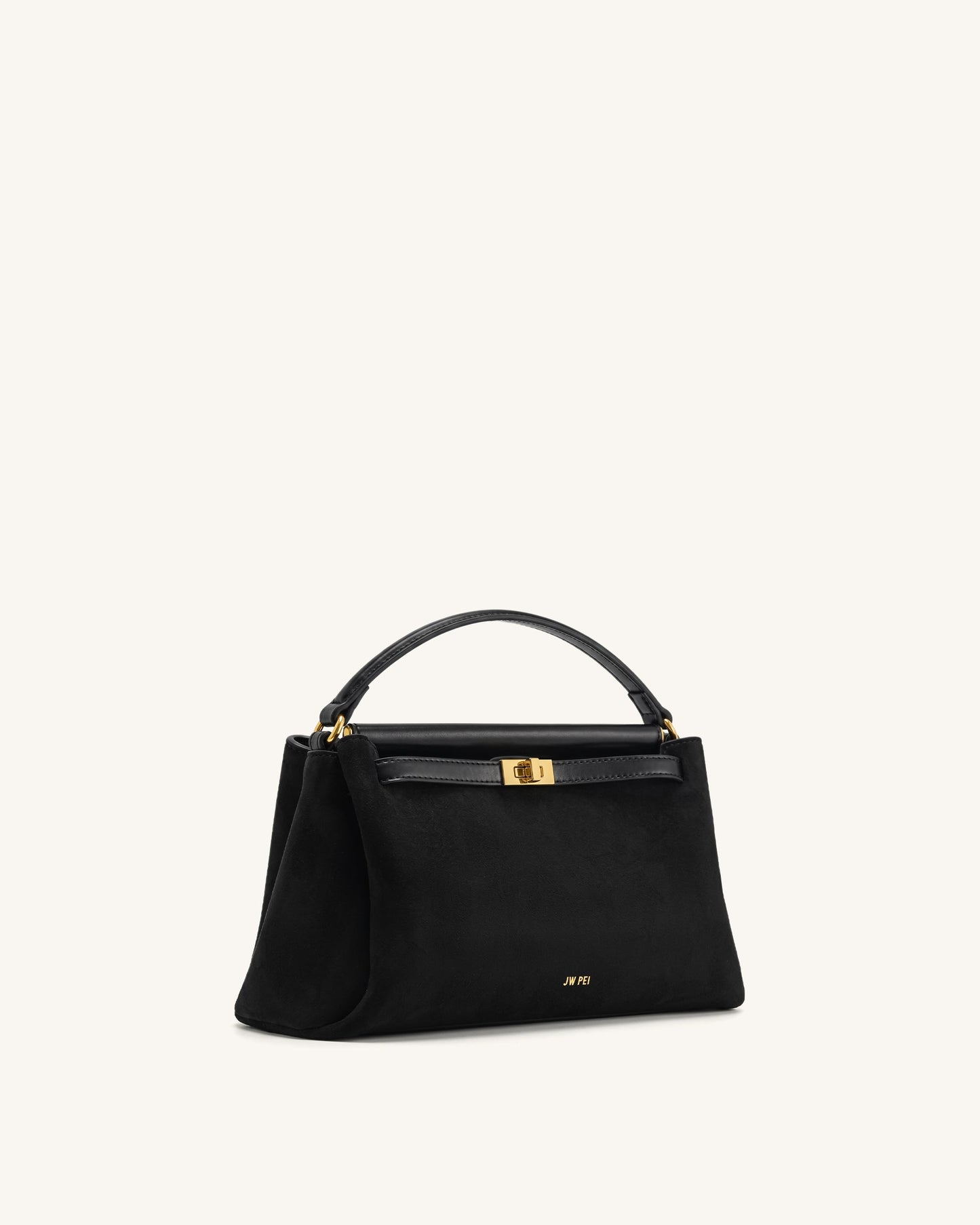 Carmen Faux Suede Top Handle Bag - Black