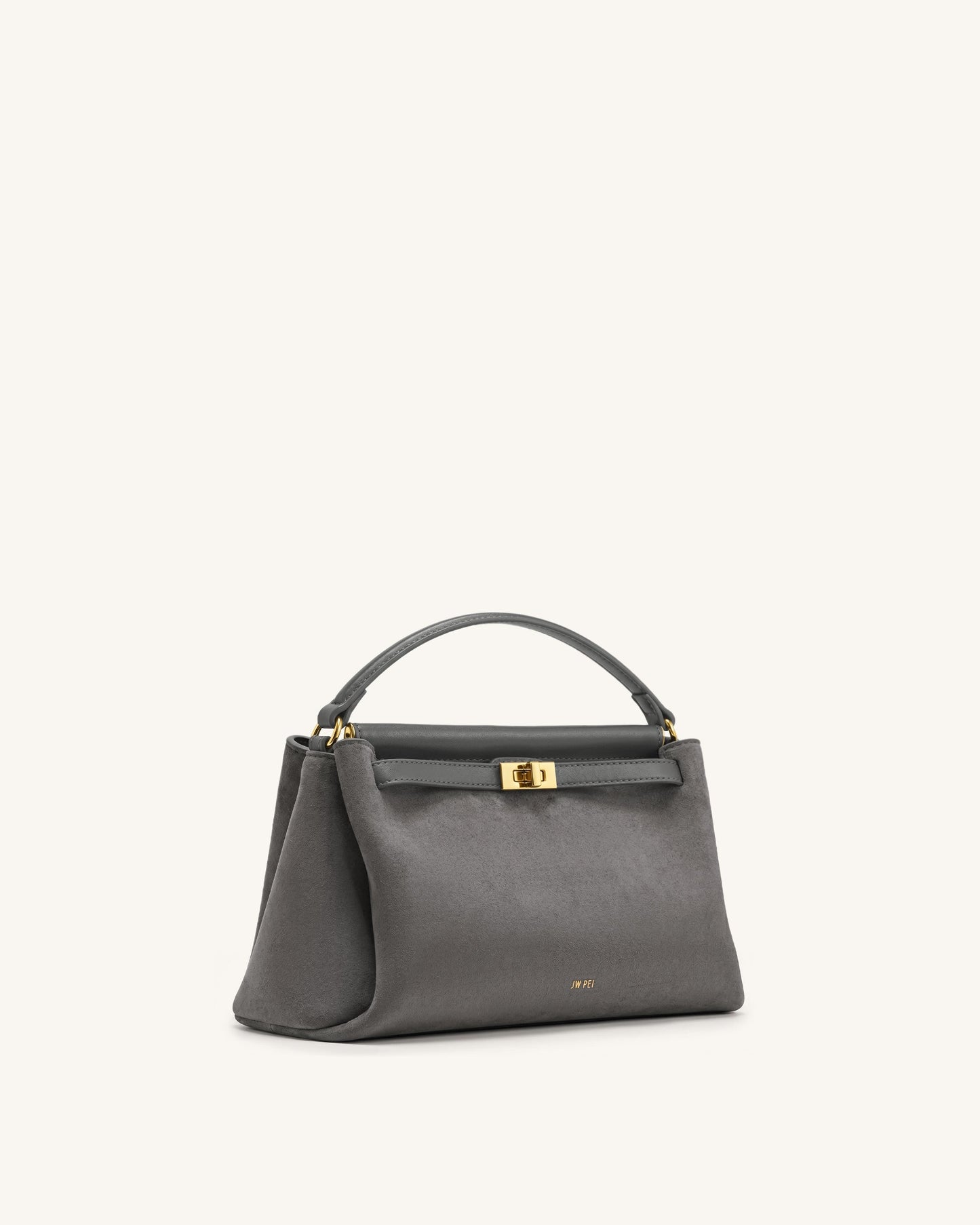 Carmen Faux Suede Top Handle Bag - Dark Gray