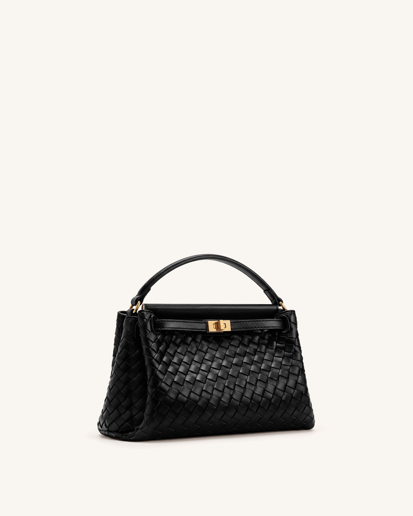 Carmen Woven Top Handle Bag - Charcoal Black