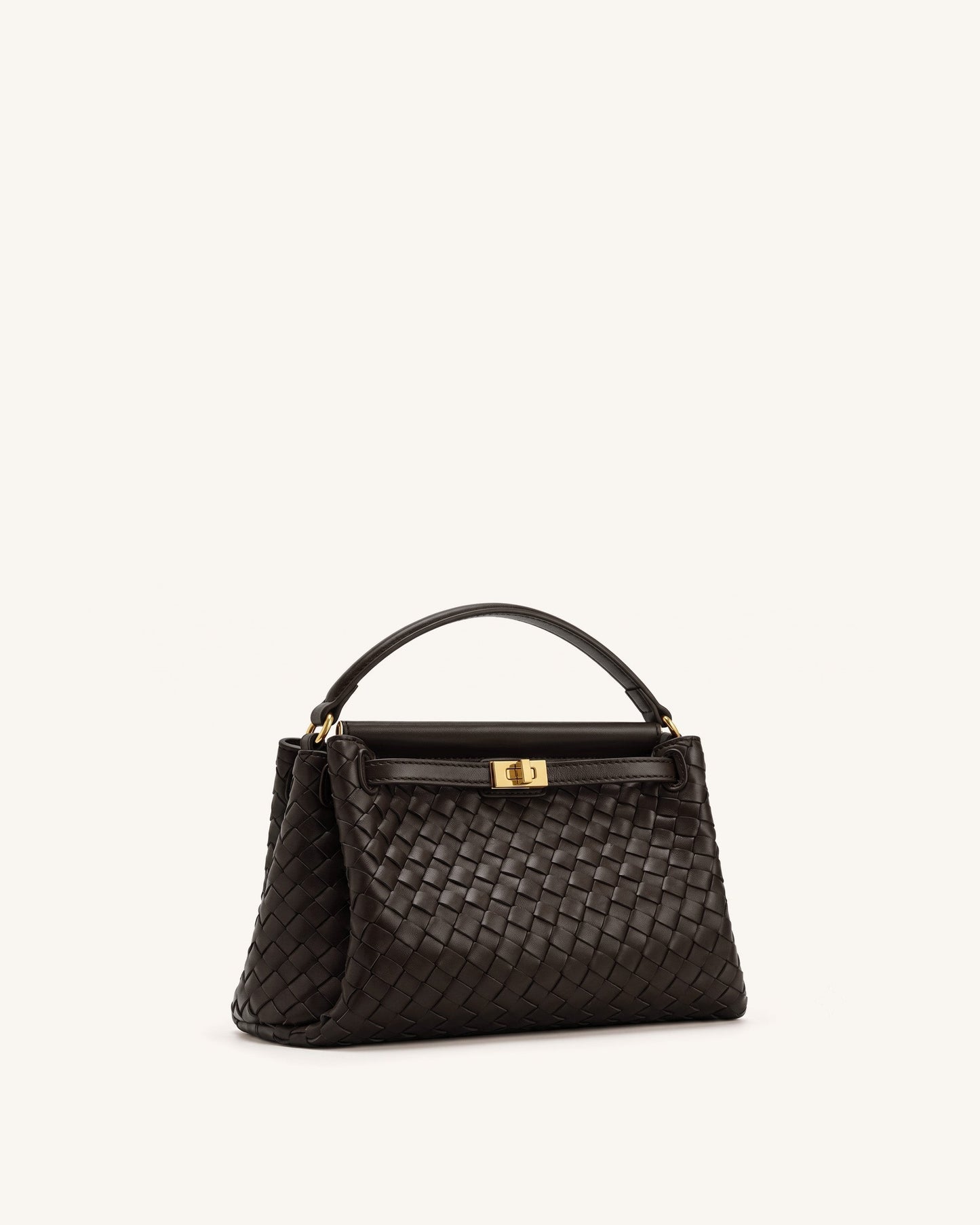 Carmen Woven Top Handle Bag - Dark Brown