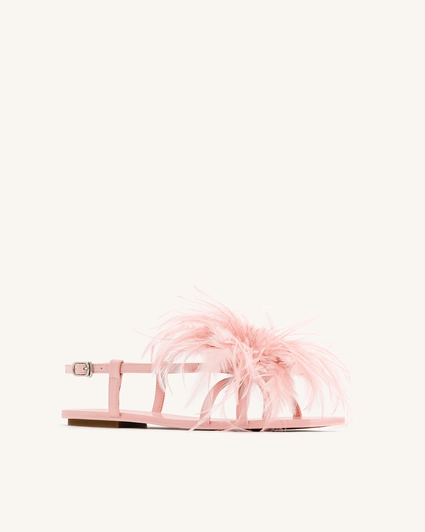 Tüylü Yumuşak Babet Sandalet - Pembe Bej