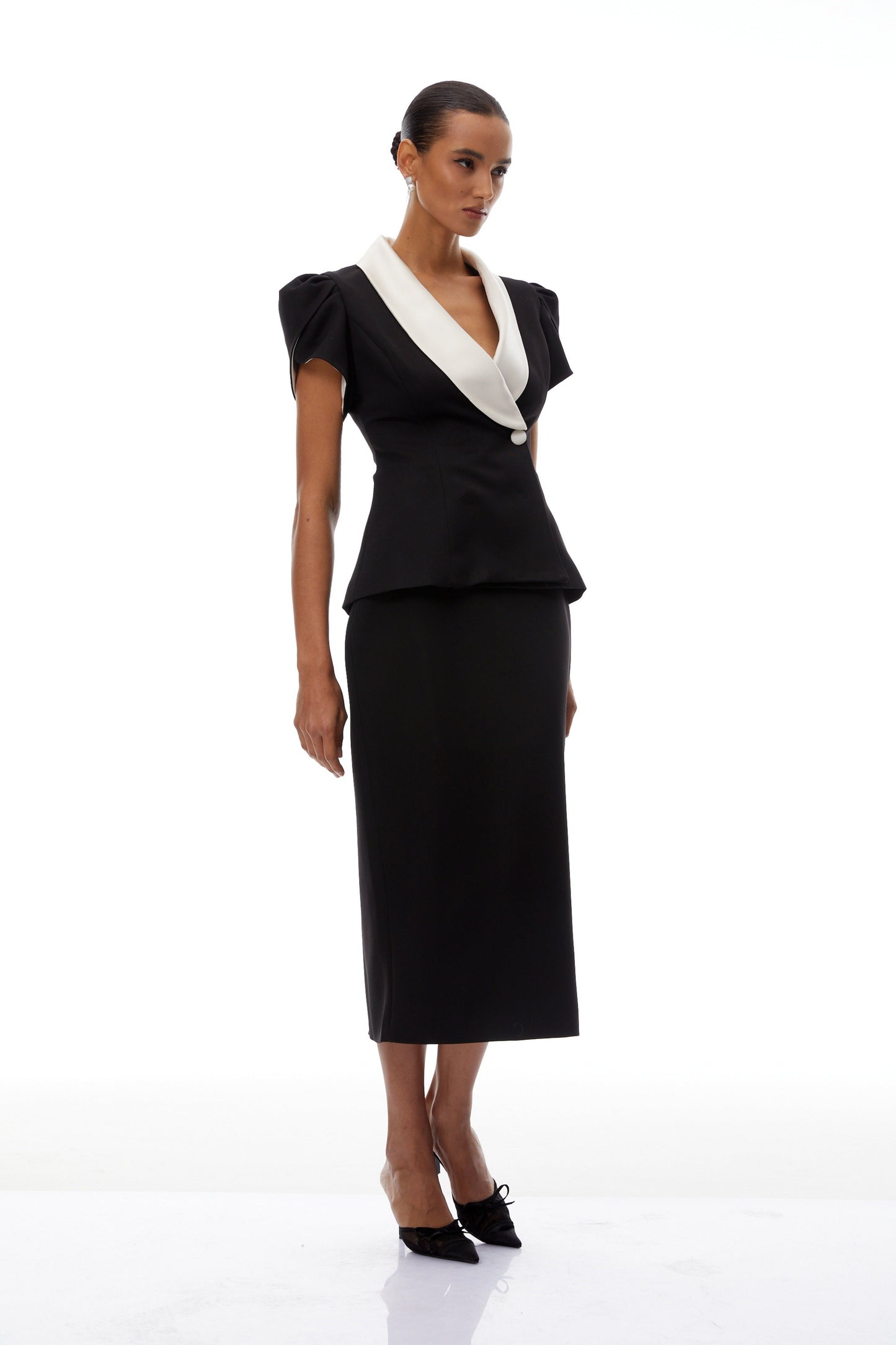 Acharya Color Block Blouse & Pencil Skirt Set