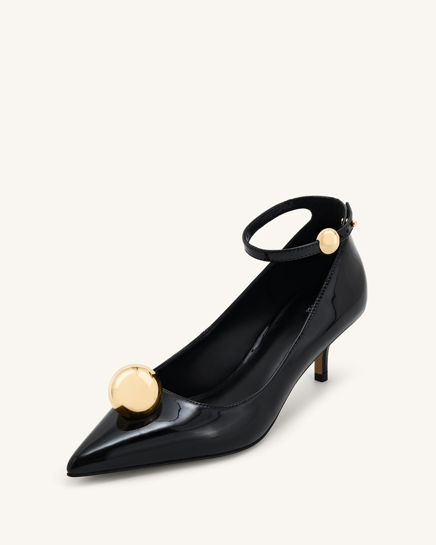 Taşlı Toka Detaylı İnce Alçak Topuk (Kitten Heel) Topuklu Ayakkabı Pumps-Black