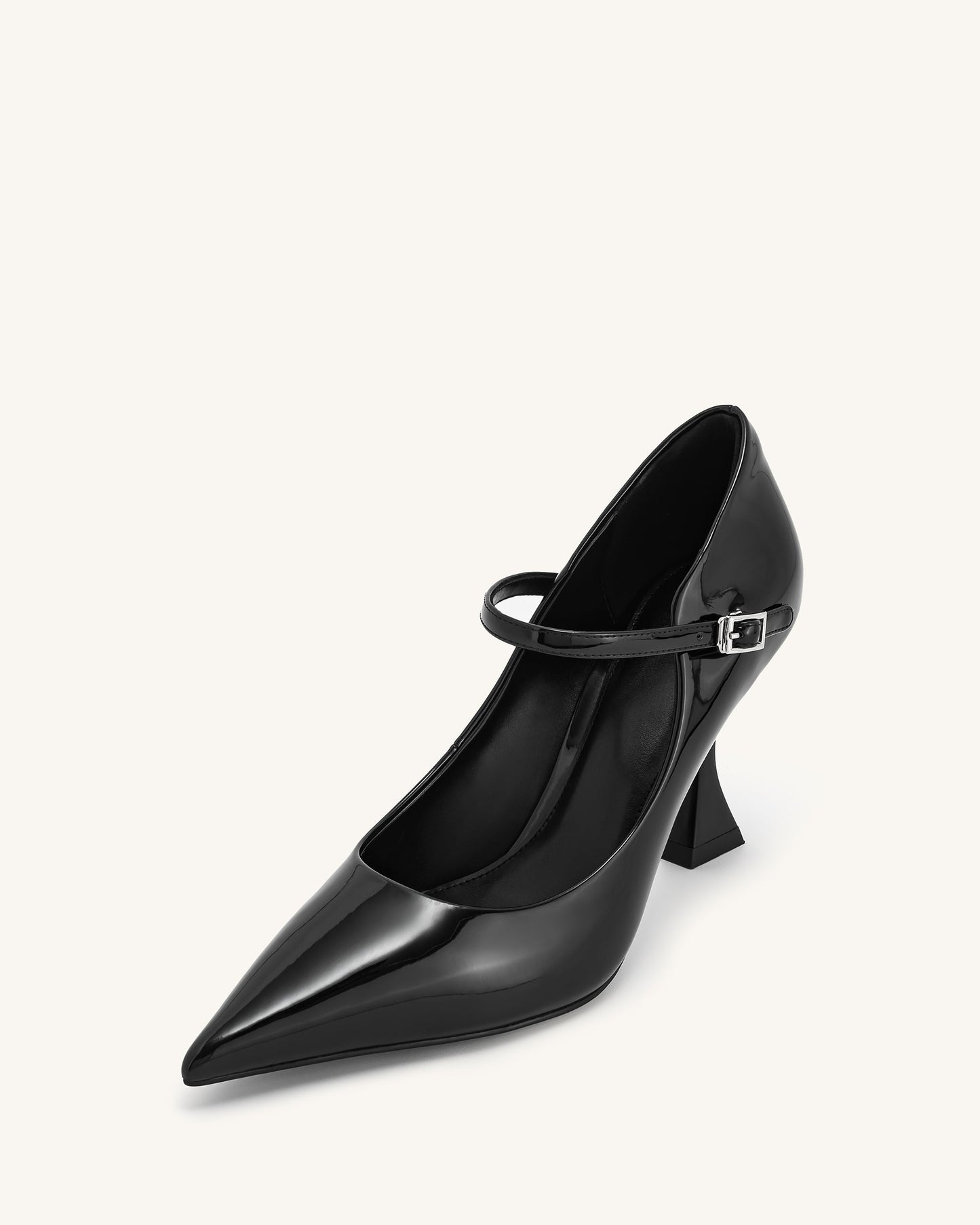 Thalina Rugan Deri Topuklu Ayakkabı (Pumps) - Siyah