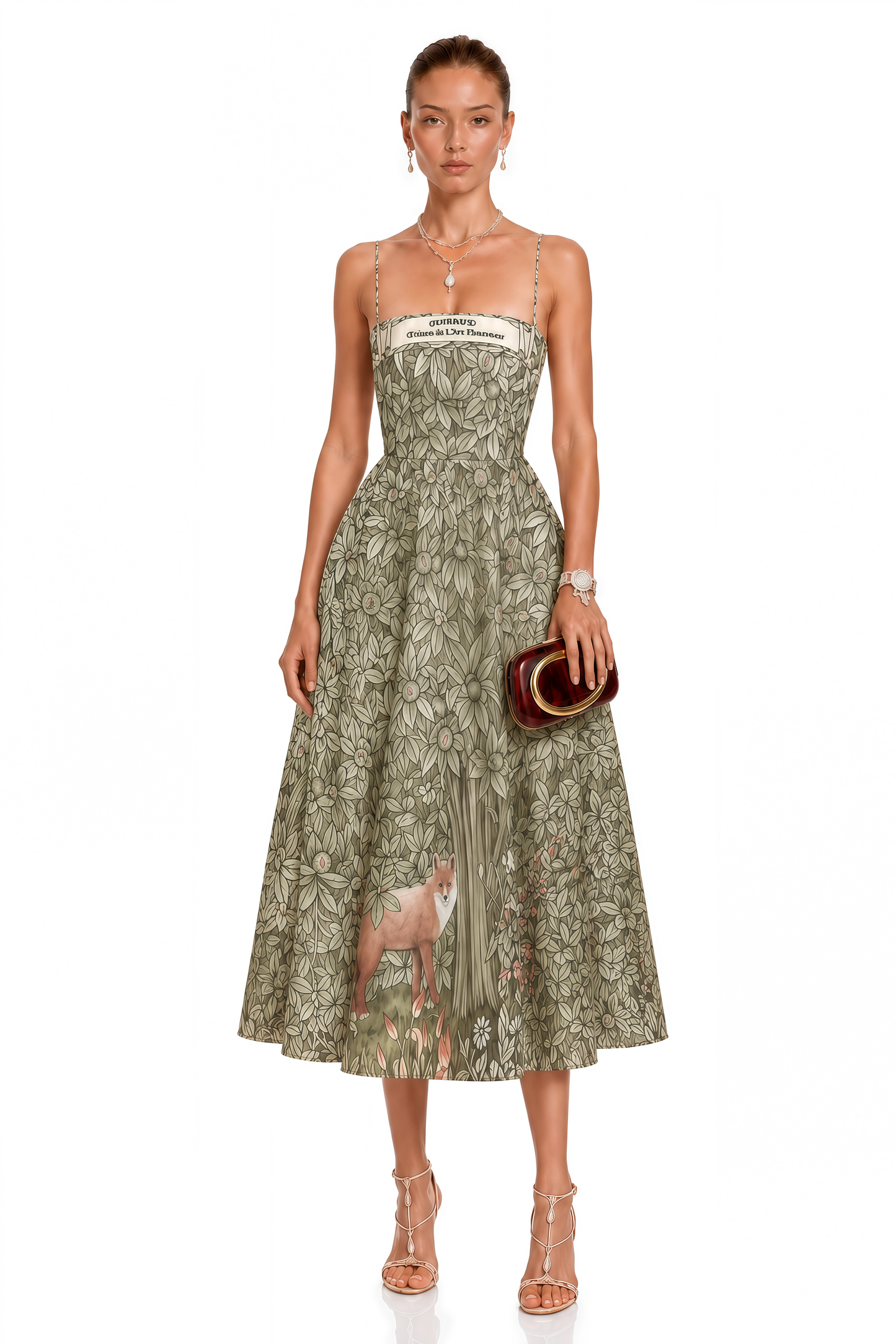 Claudia Green Jungle Print Midi Dress