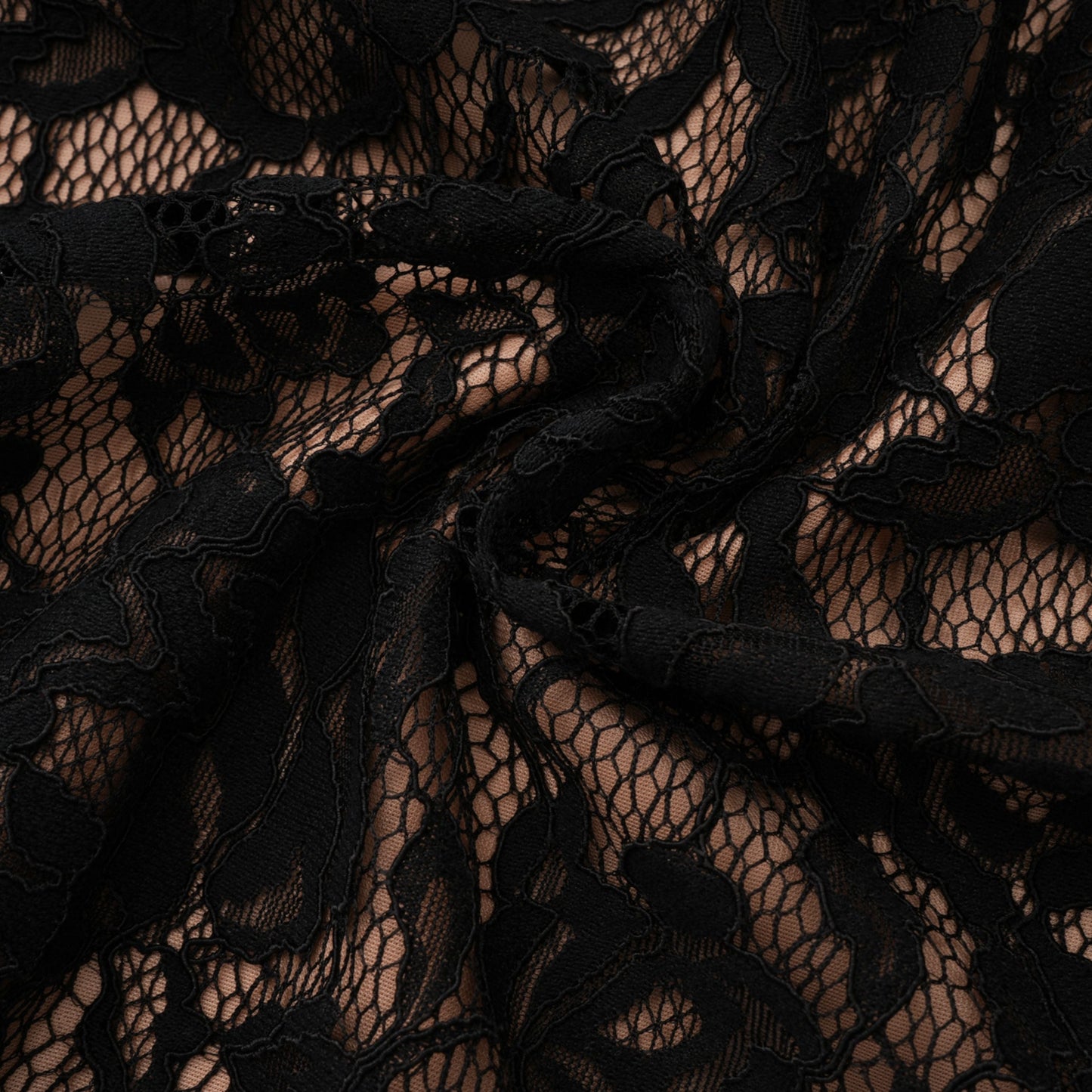 Andrea Black Keyhole Lace Maxi Dress with High Thigh Slit