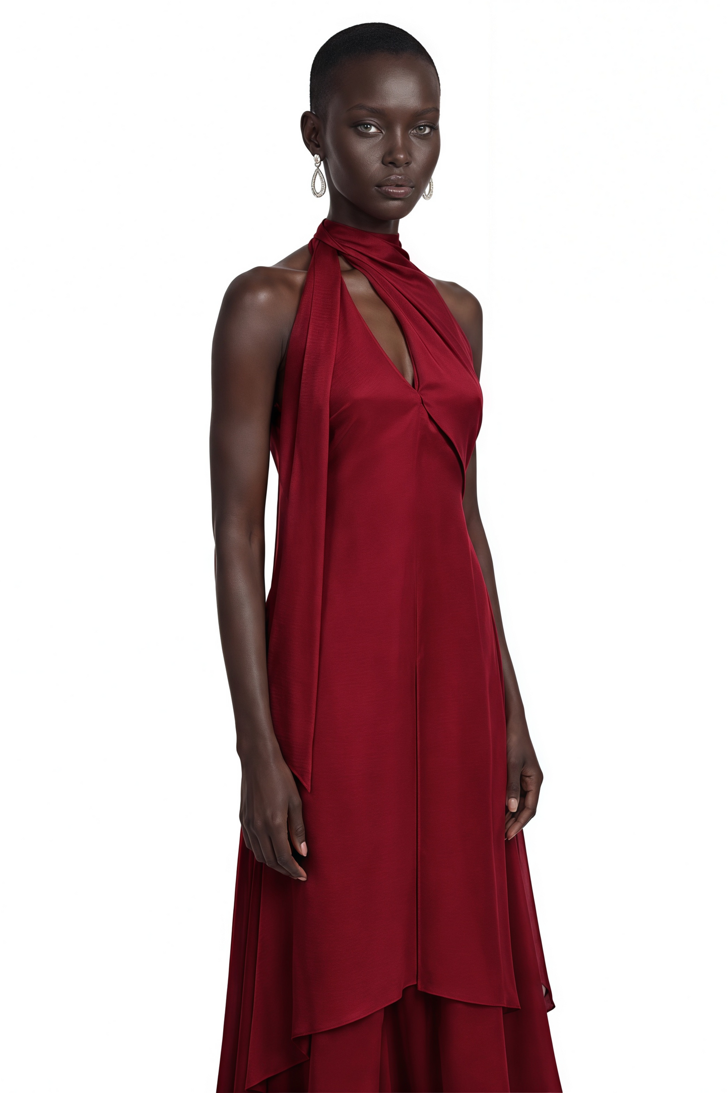 Berenice Red Halterneck Maxi Dress with Cut-Outs