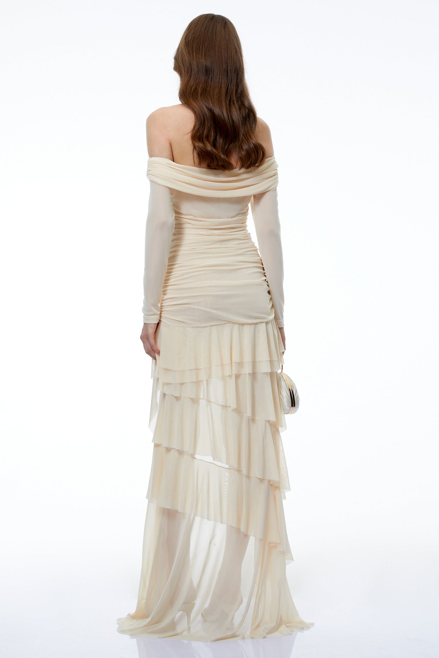 Cassiopeia Cream Asymmetrical Ruched Mini Dress