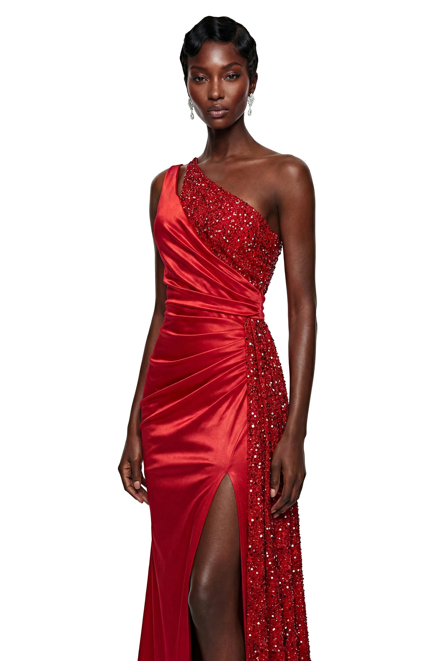 Charlotte Red Sequin One Shoulder Maxi Dress