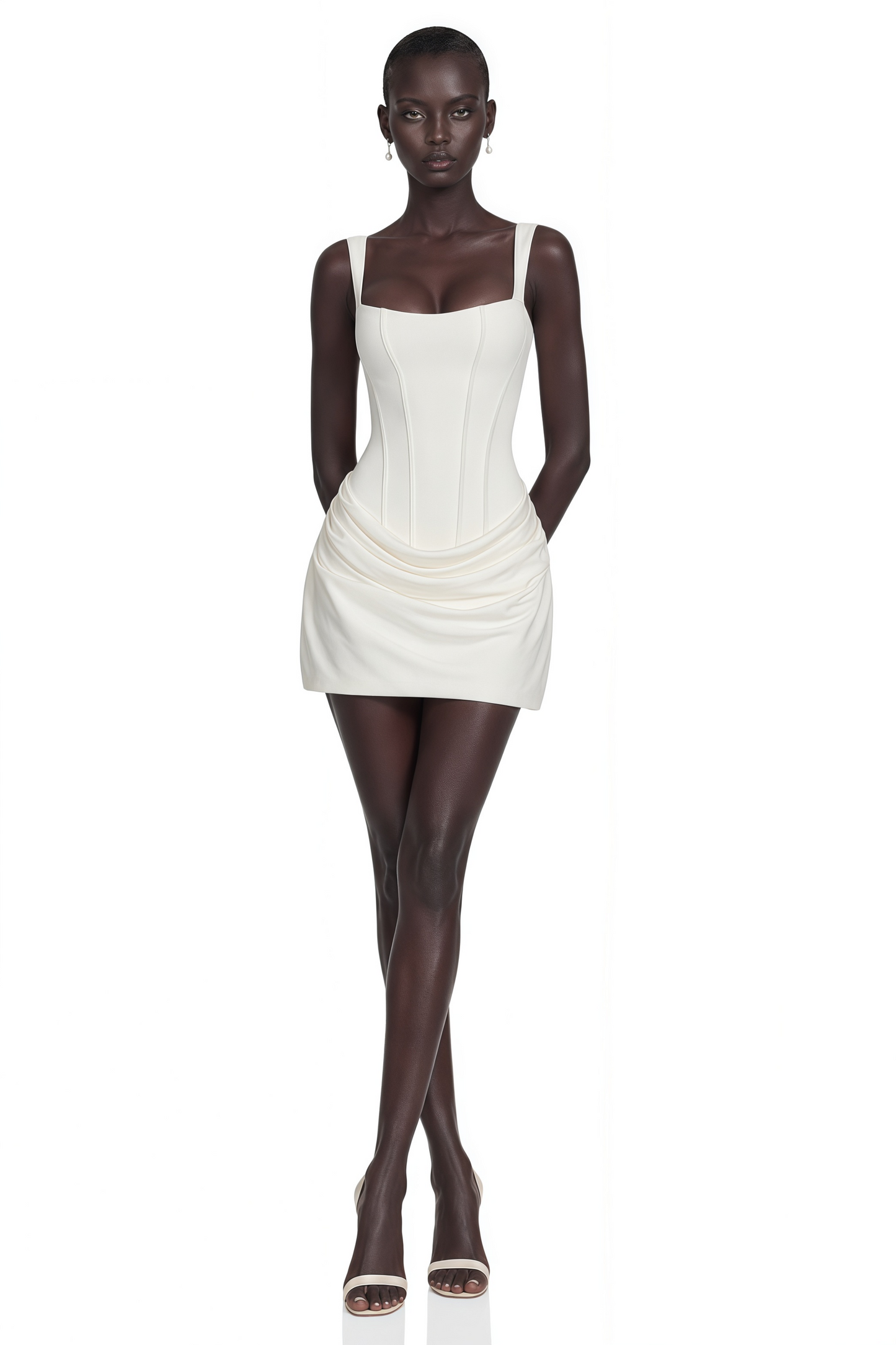 Paulette Beyaz Dantelli Bodycon Mini Elbise