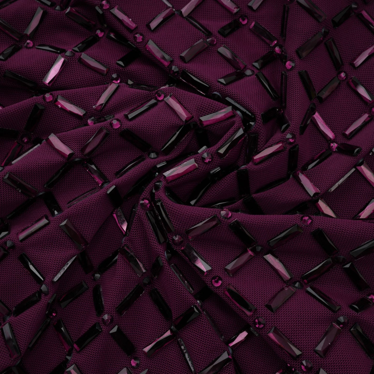 Térébenthine Purple Rhinestone Mesh Maxi Dress