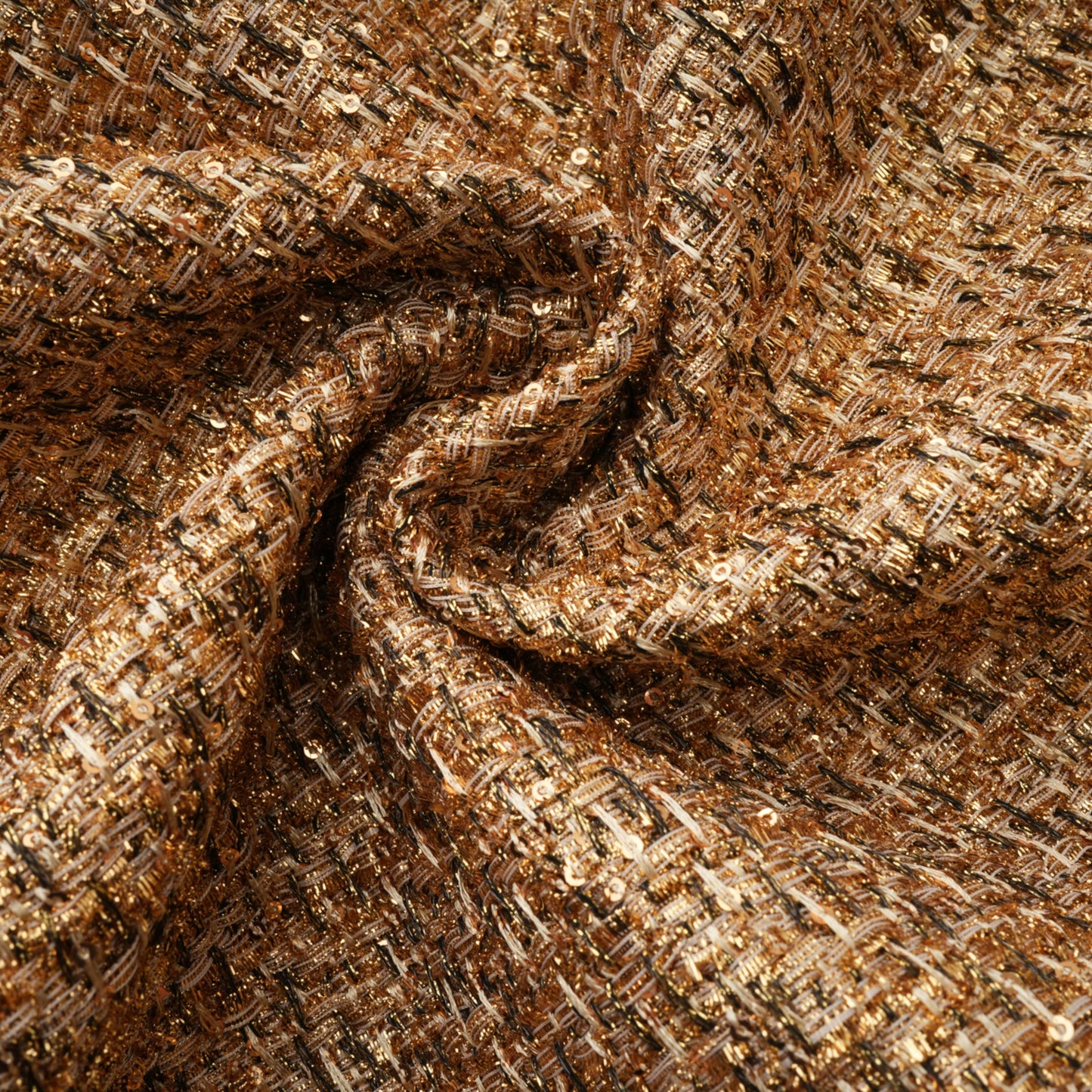 Arna Gold Round Neck Tweed Mini Dress