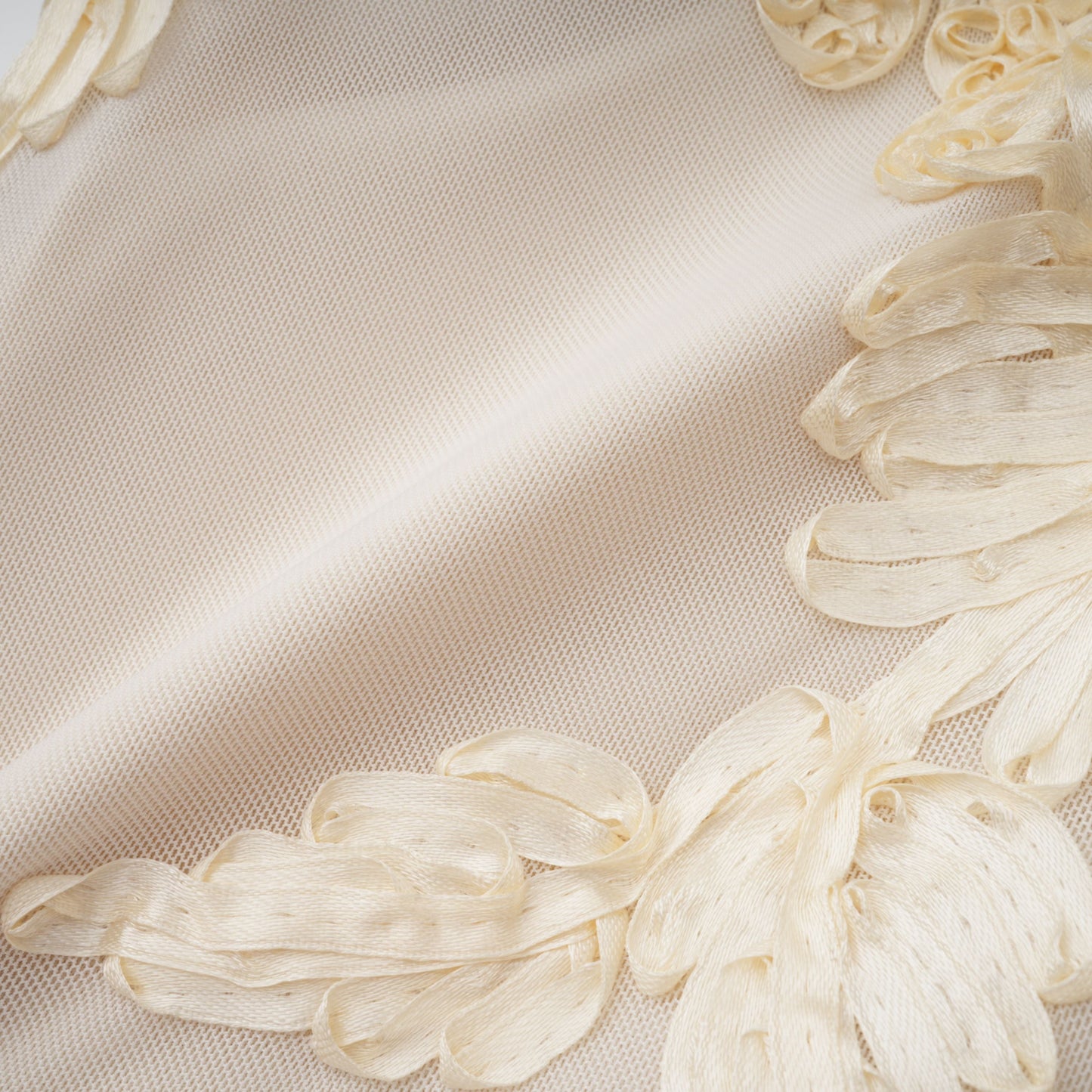 Théoline Neutral Asymmetrical Ruffled Floral Midi Dress