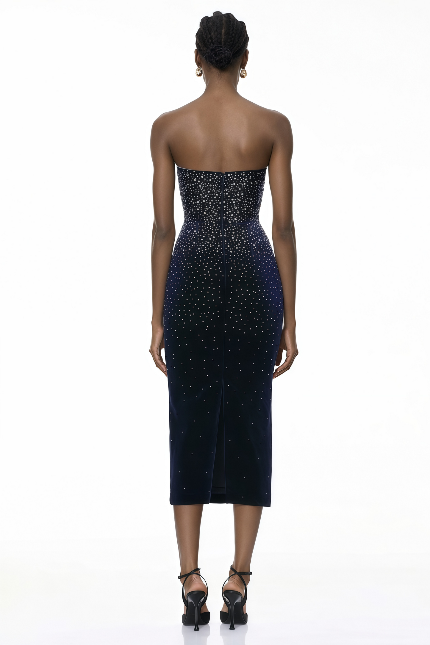 Daisy Black Rhinestone Midi Dress