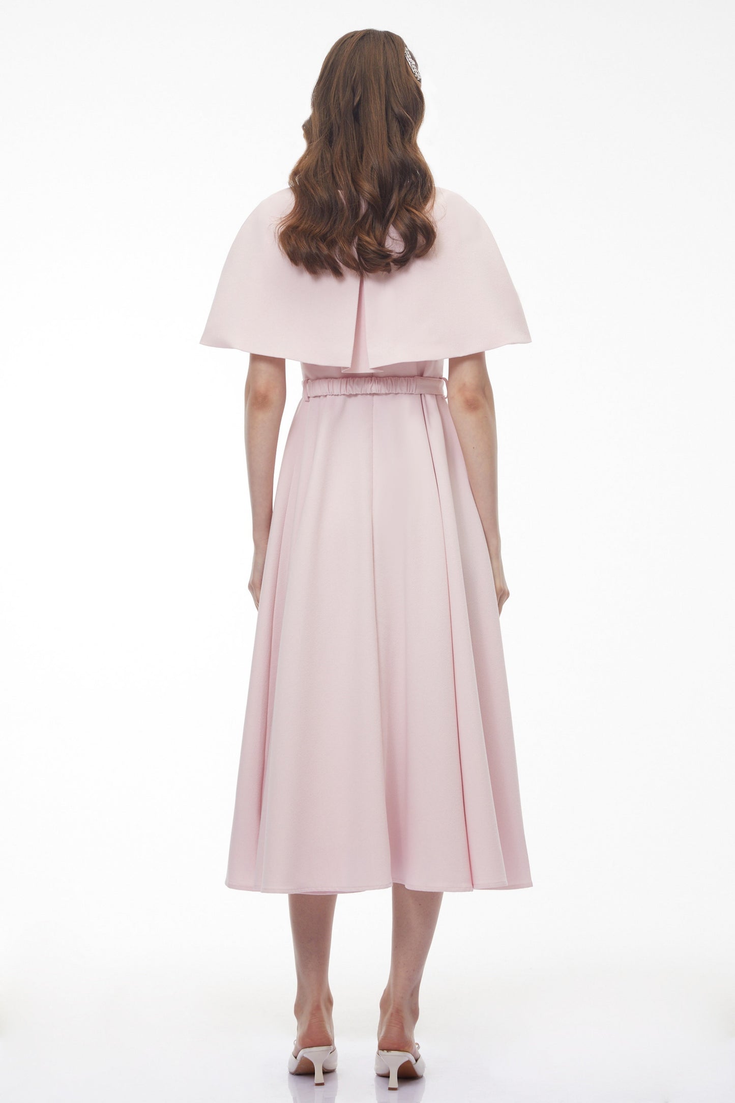 Felismina Pink Cape Midi Dress