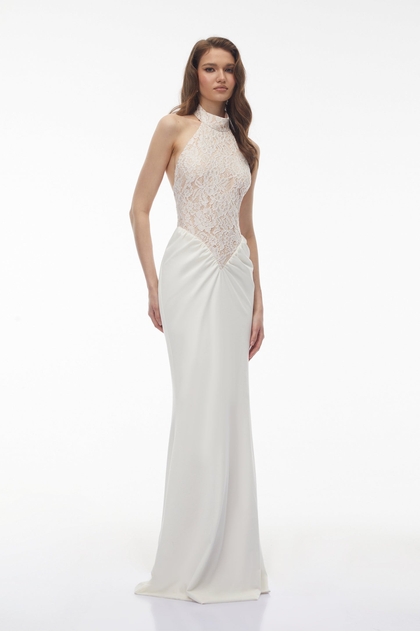 Filomena White Floral Lace Maxi Dress