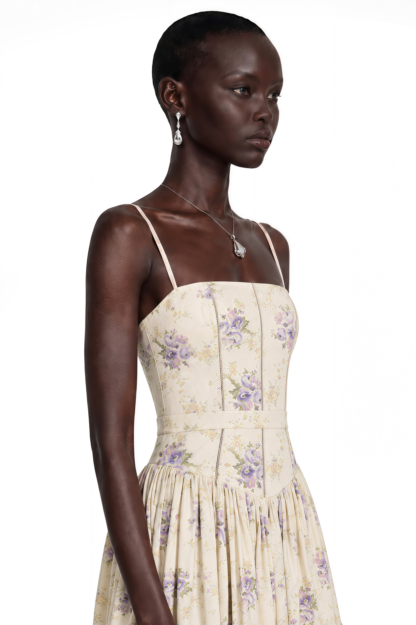 Fleur Purple Floral Print Maxi Dress