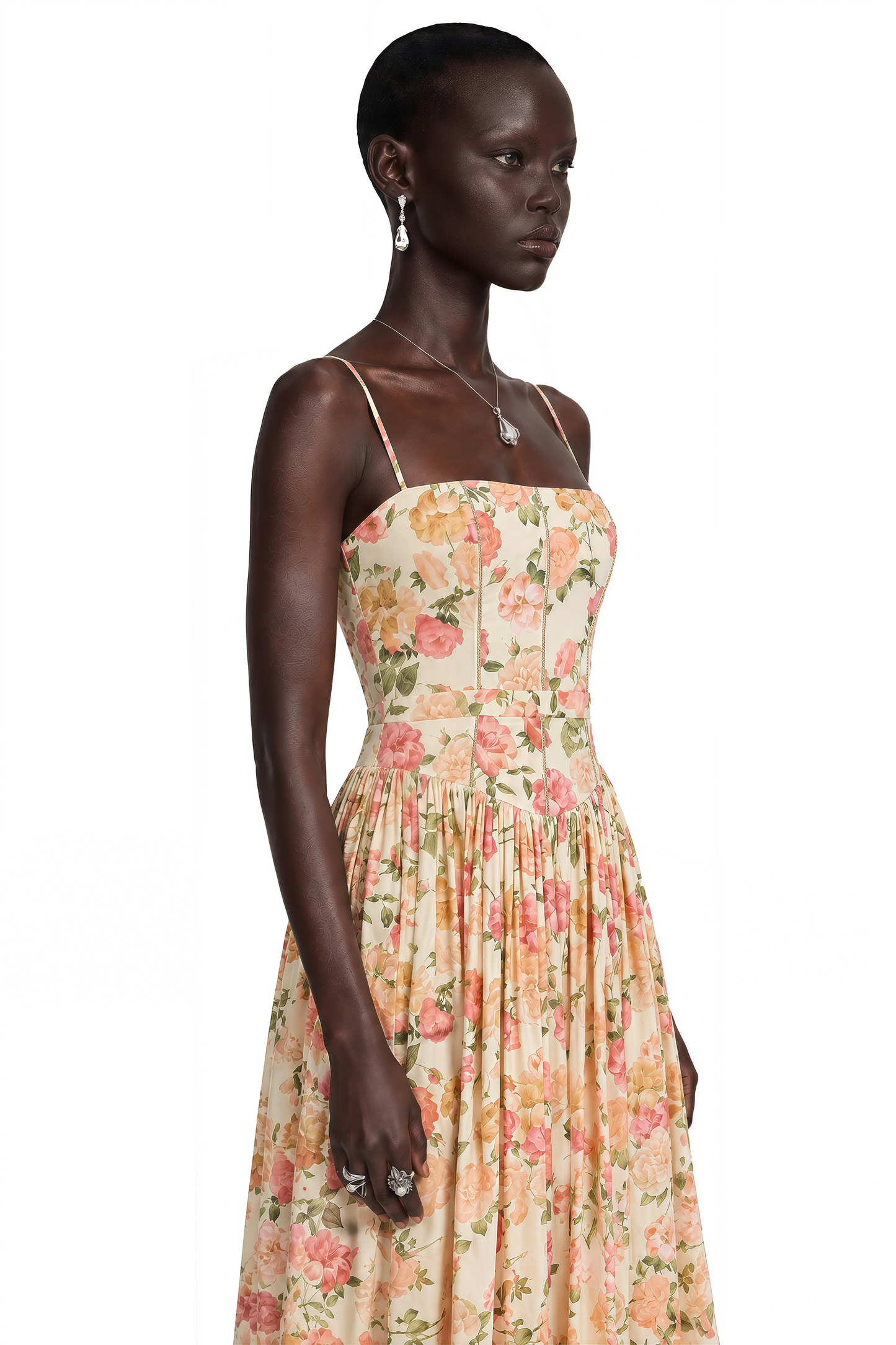 Fleur Red Floral Print Maxi Dress