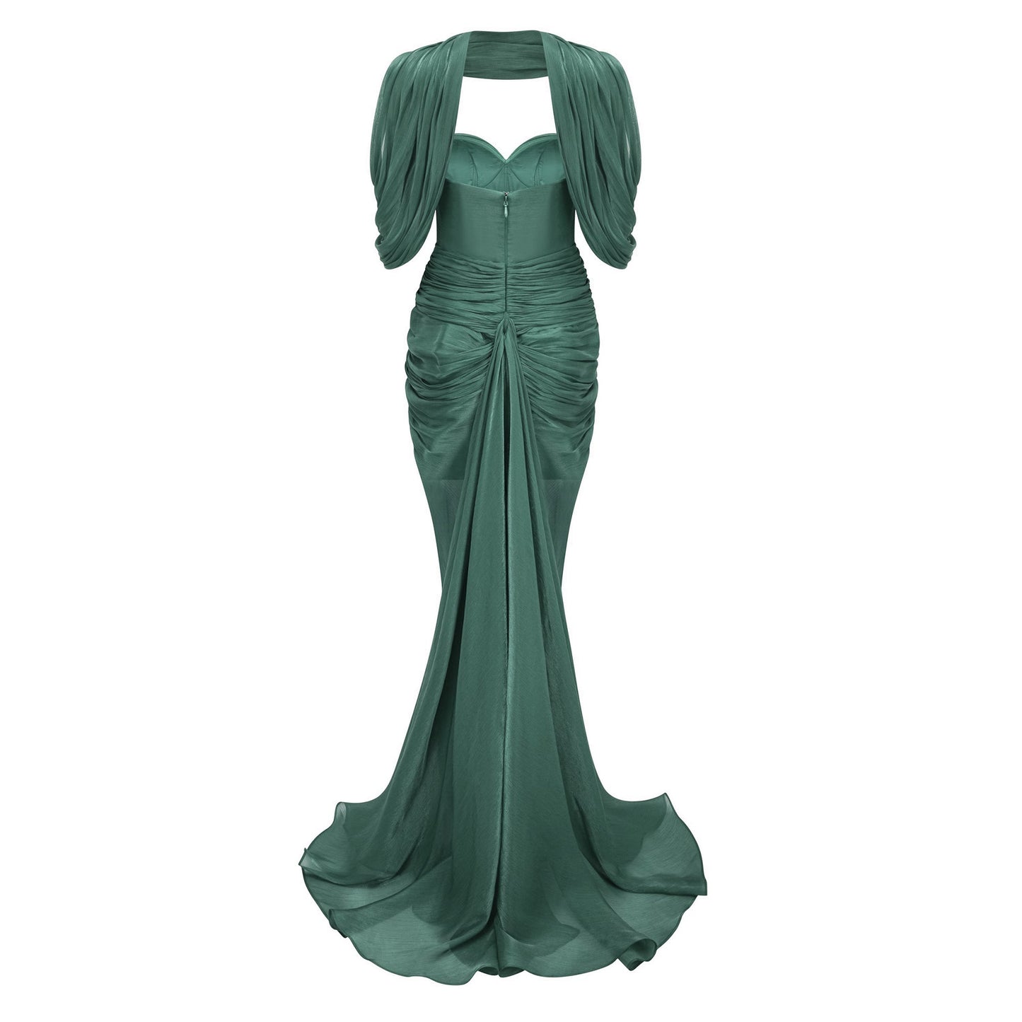 Hazel Green Asymmetrical Draped Maxi Dress