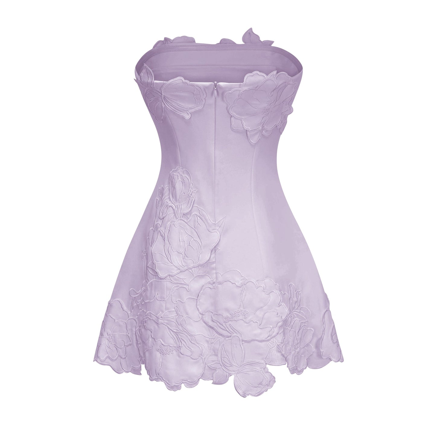 Inga Purple Strapless Floral Embroidered Mini Dress