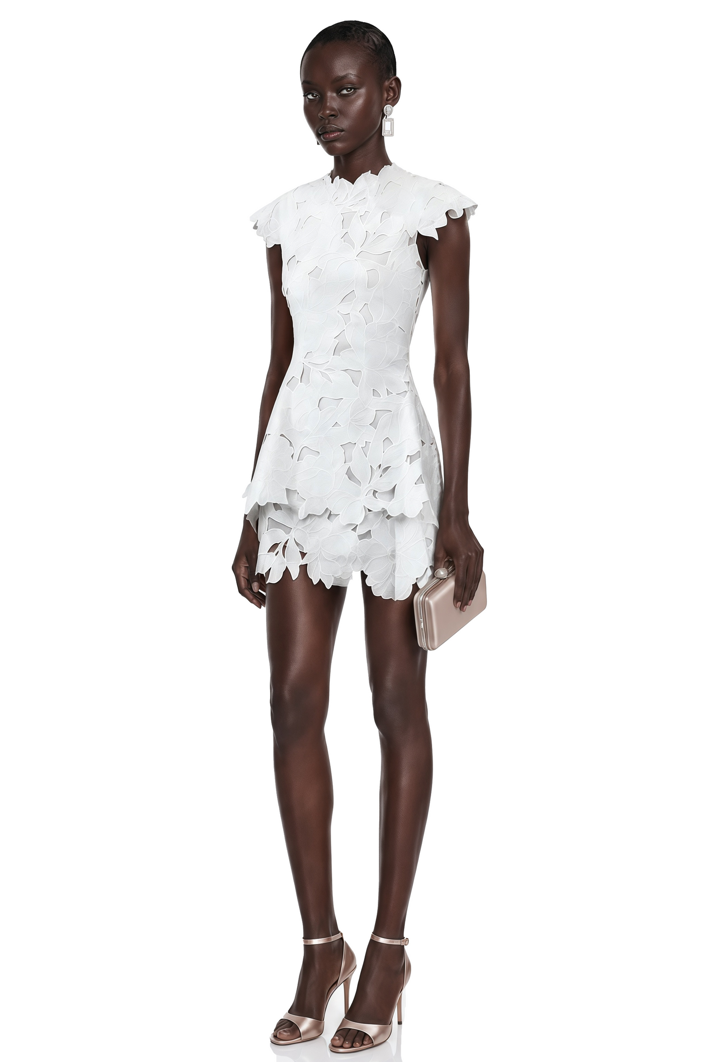 Tawny White Floral Cut-Out Mini Dress