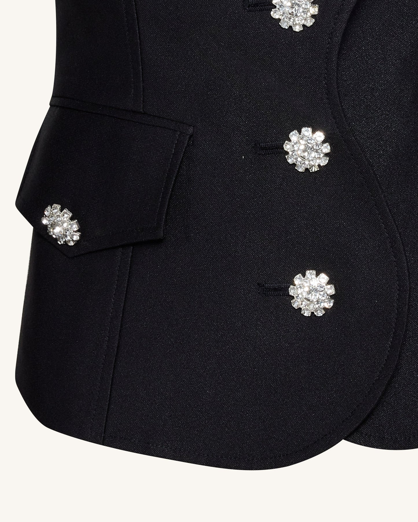 Scalloped Placket Paça Mutton Blazer Ceket - Siyah