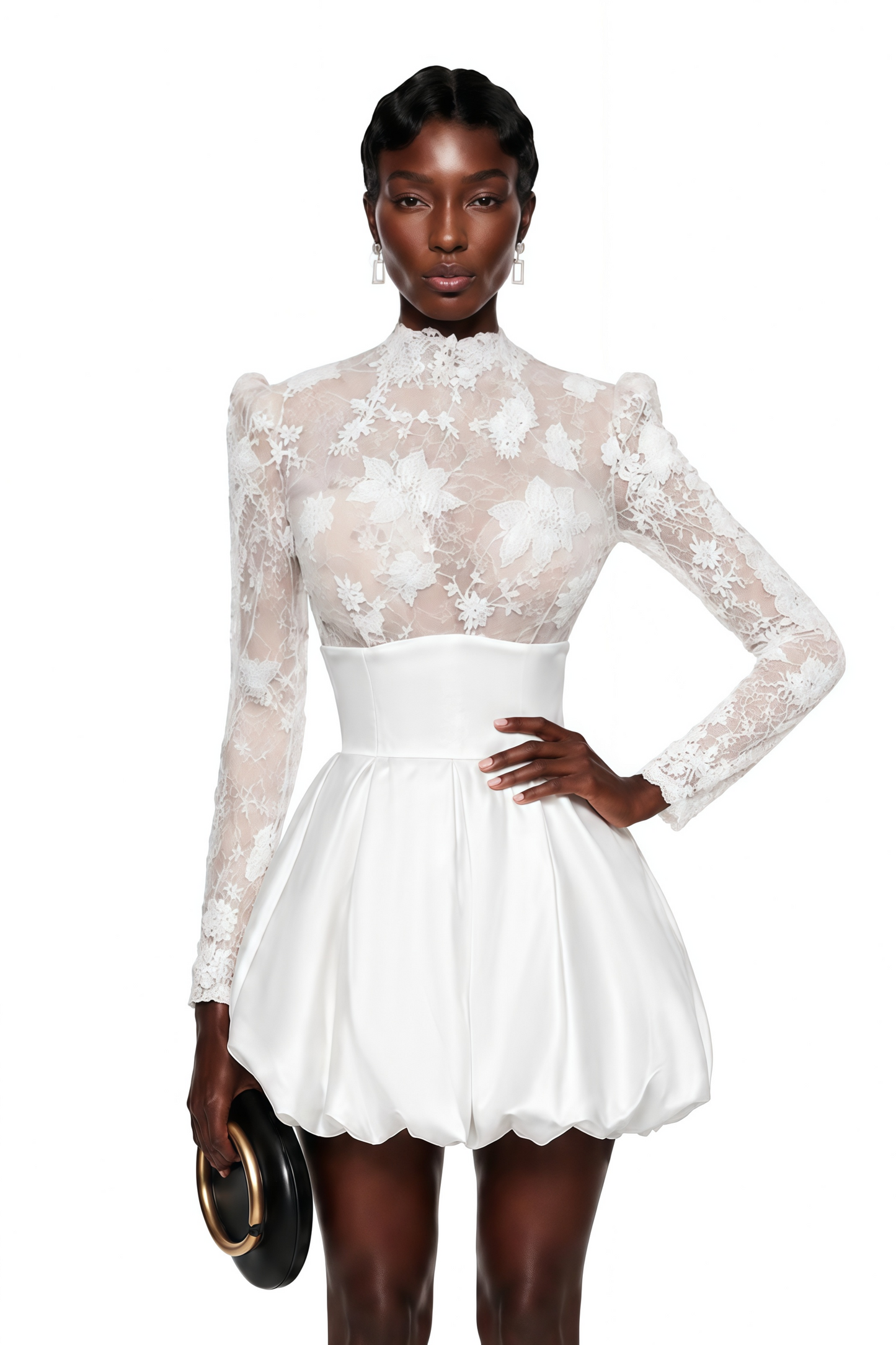 Lavinia White Floral Lace Mini Dress