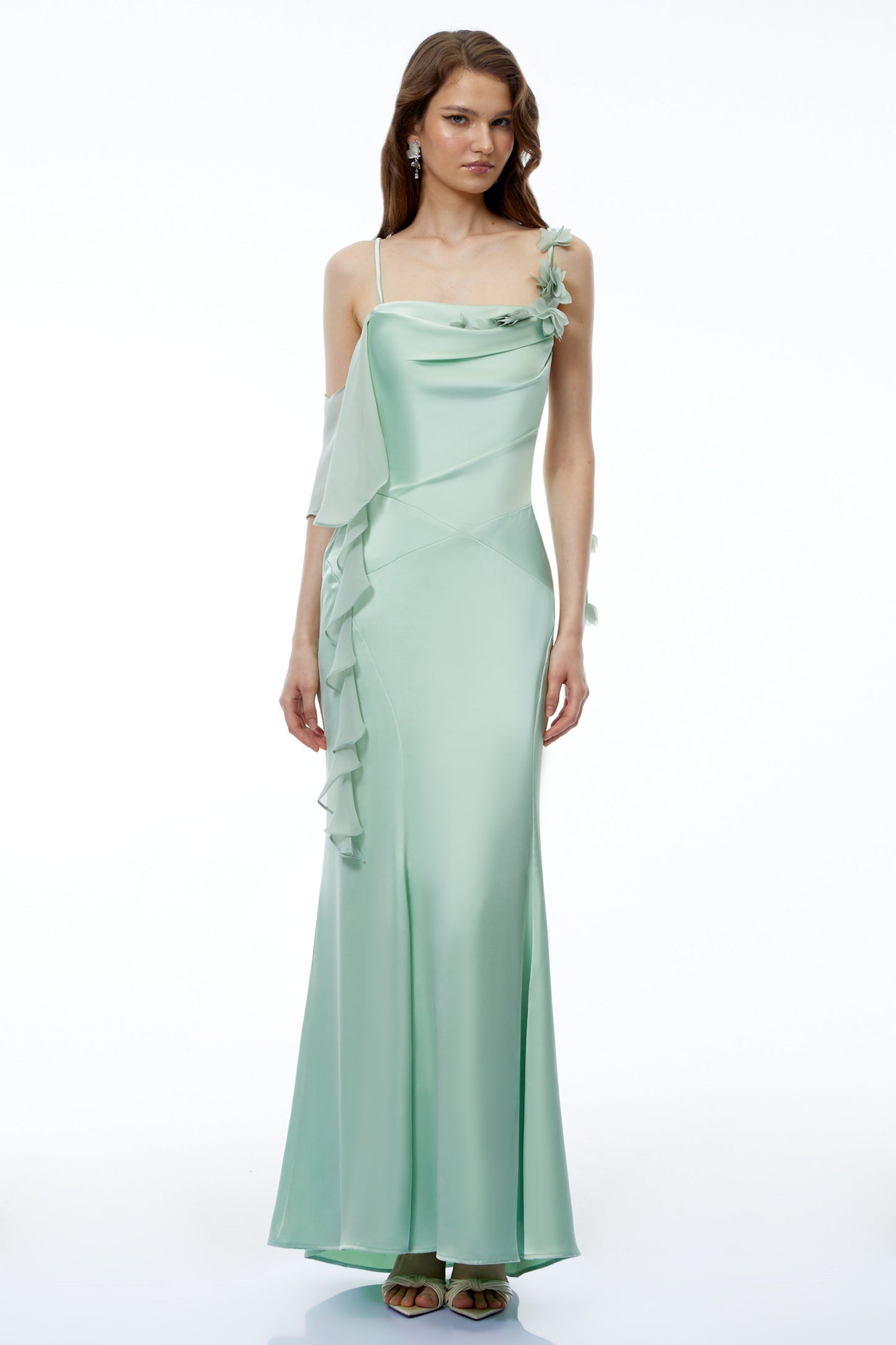 Leilah Green Maxi Dress with 3D Florals
