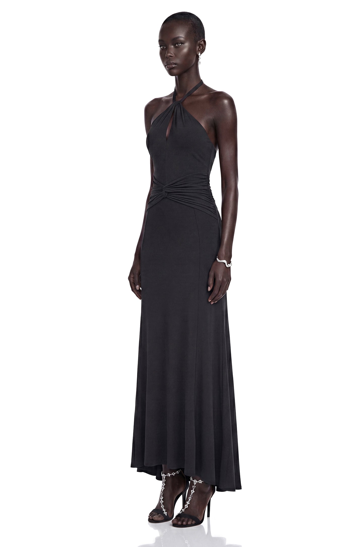 Mabel Black Backless Maxi Dress with Cut-Outs