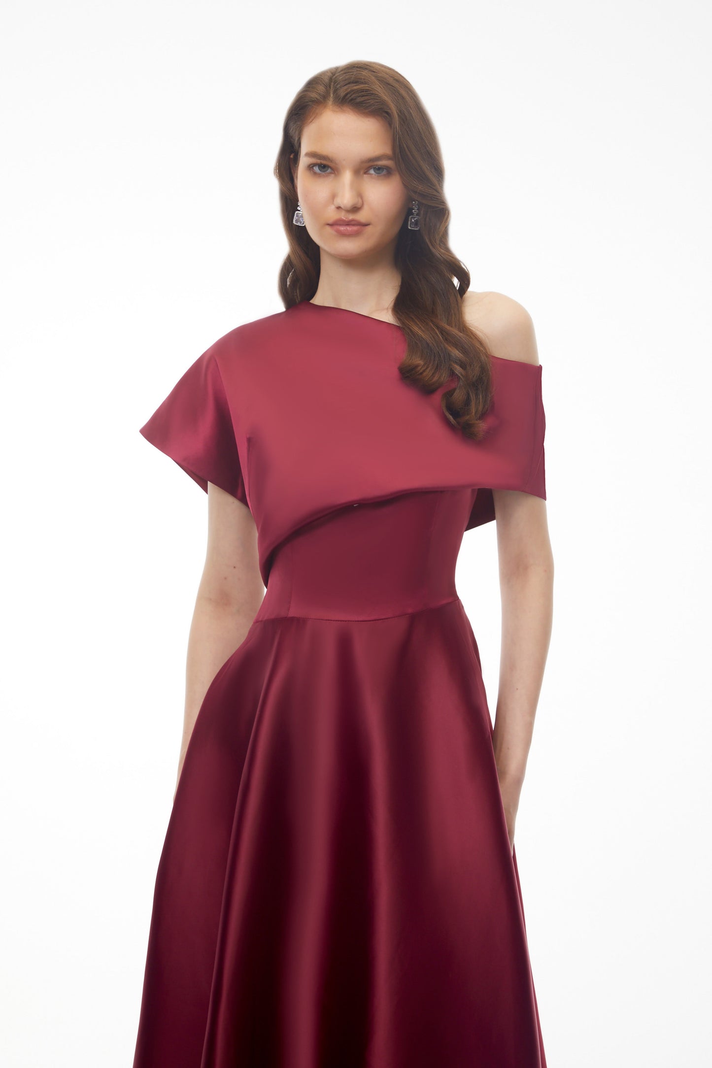 Mia Red One Shoulder Asymmetrical Maxi Dress