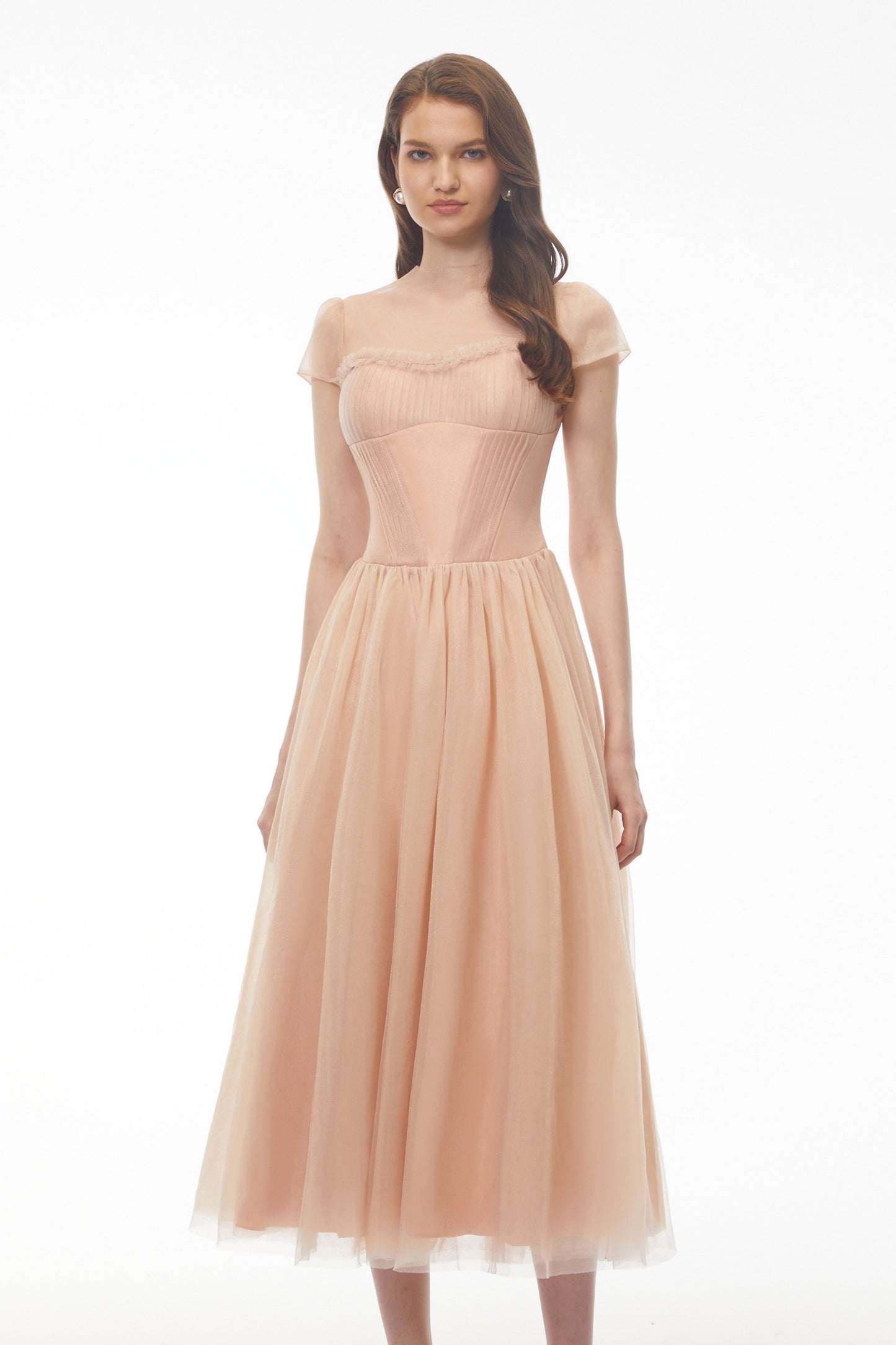 Millie Pink Ruffled Mesh Fairycore Maxi Dress