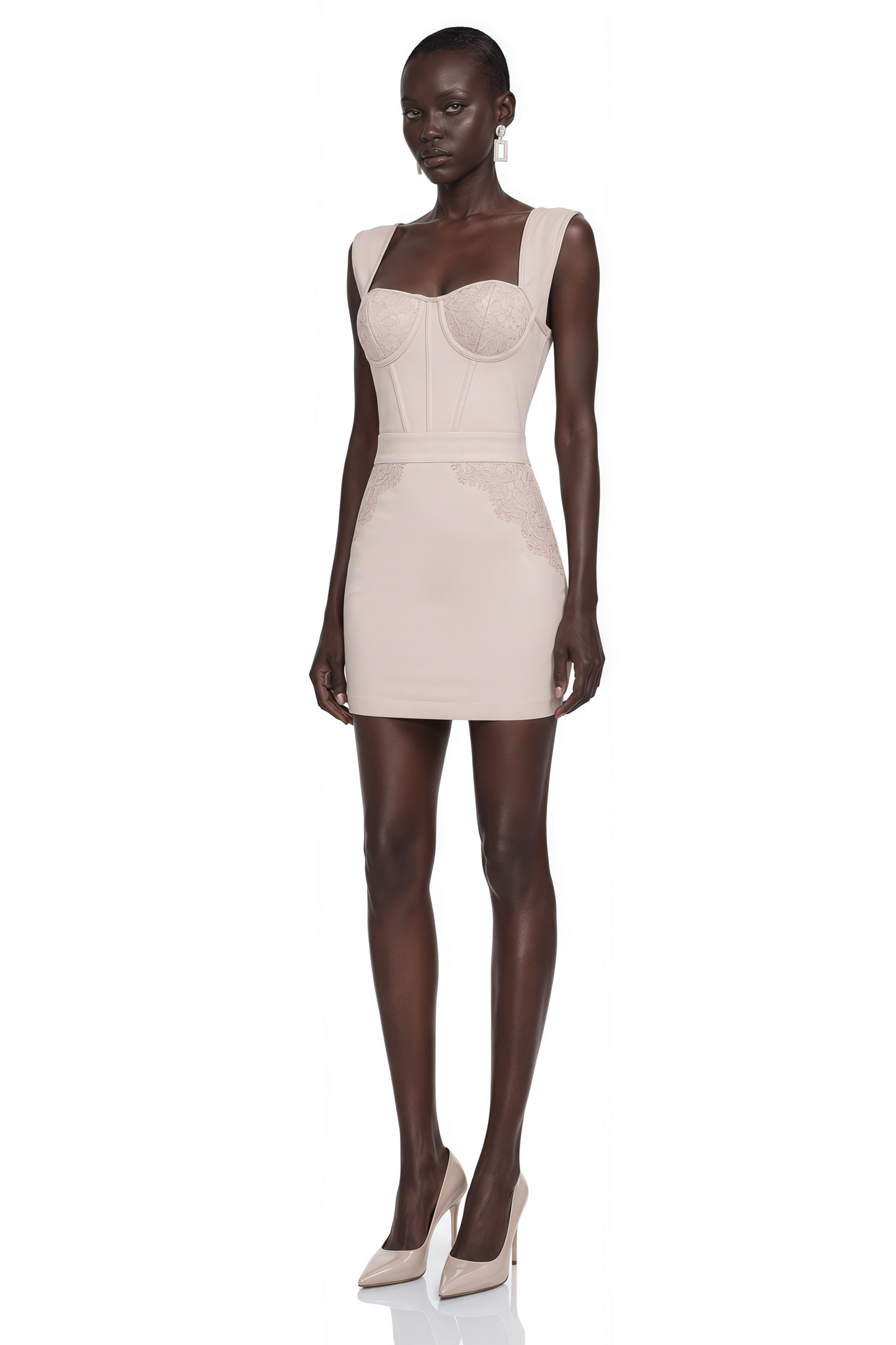 Nettie Pink Sweetheart Lace Mini Dress